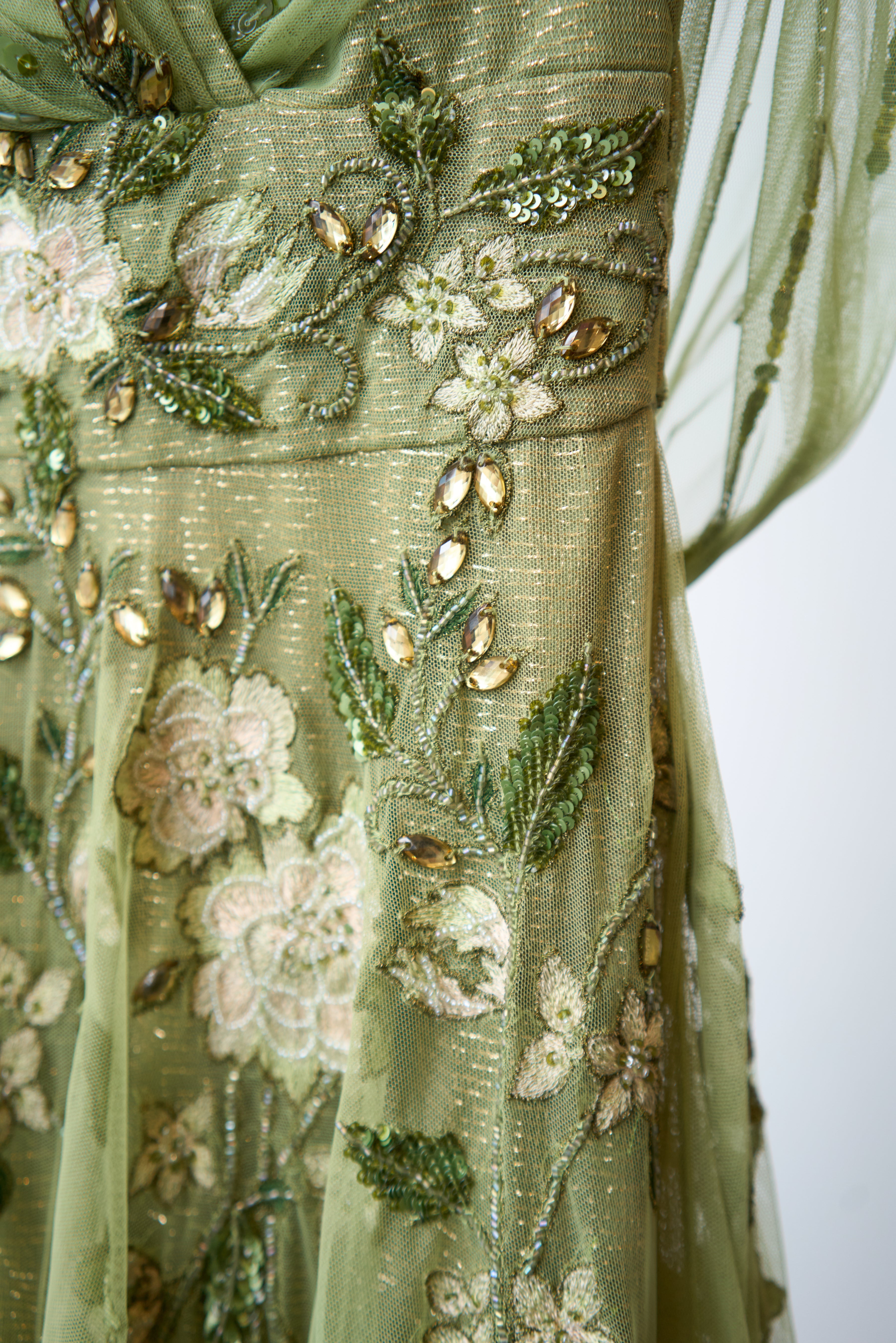 Jenna V Neck Beaded Gown