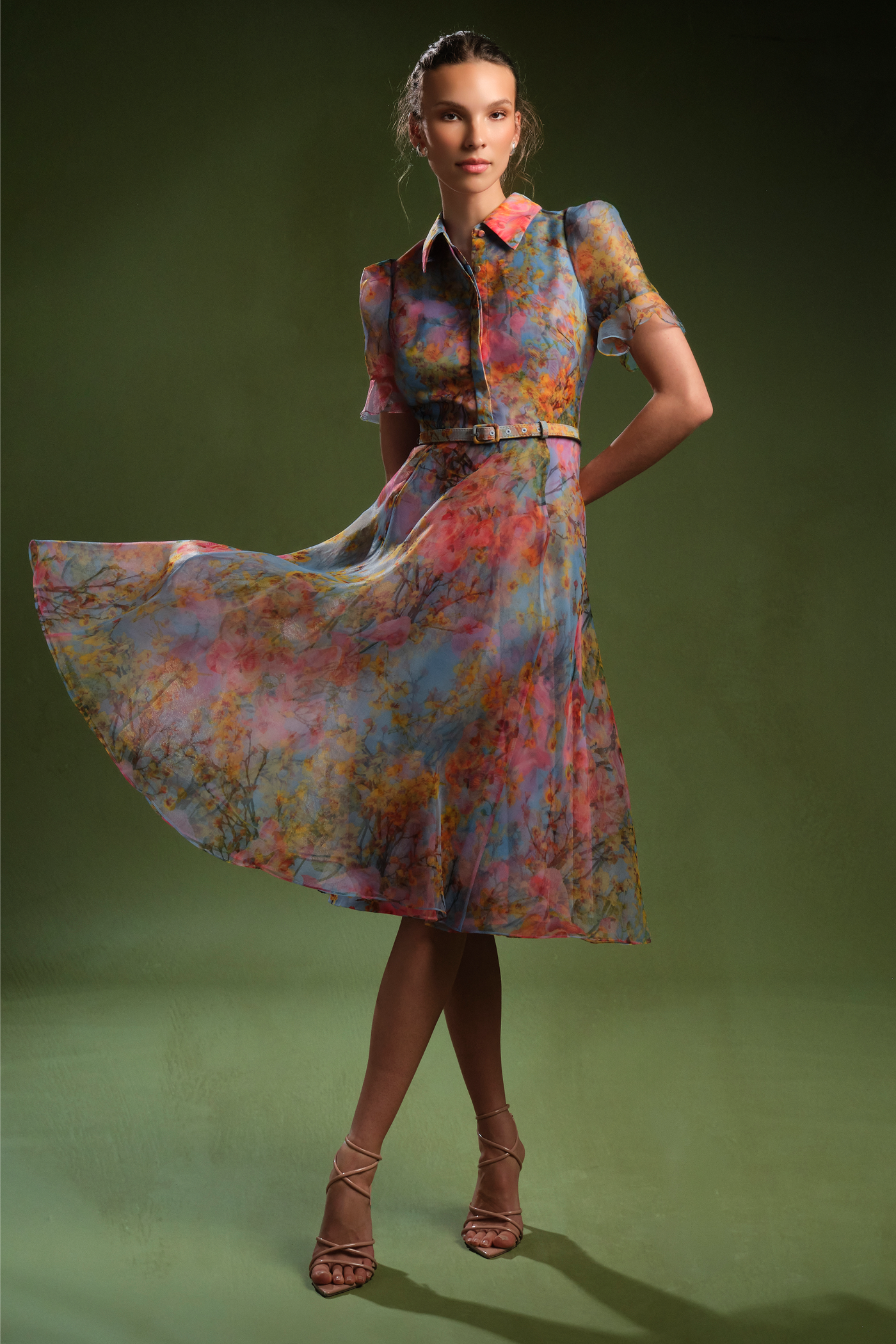Marcel Organza Shirt Dress 12 / Whisper Blue Zen in Bloom