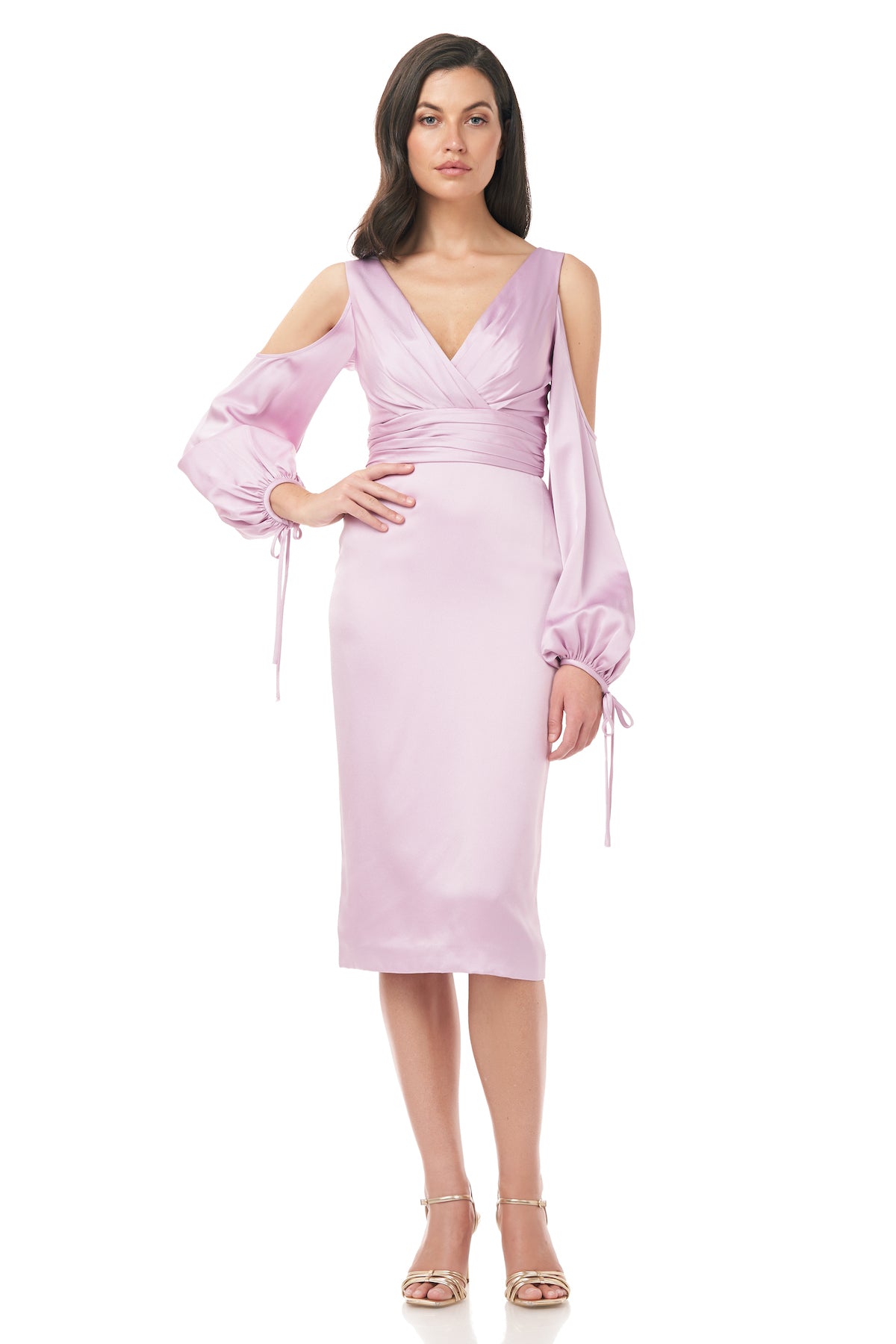 Cold Shoulder Satin Dress THEIA Cold Shoulder Satin Dress THEIA