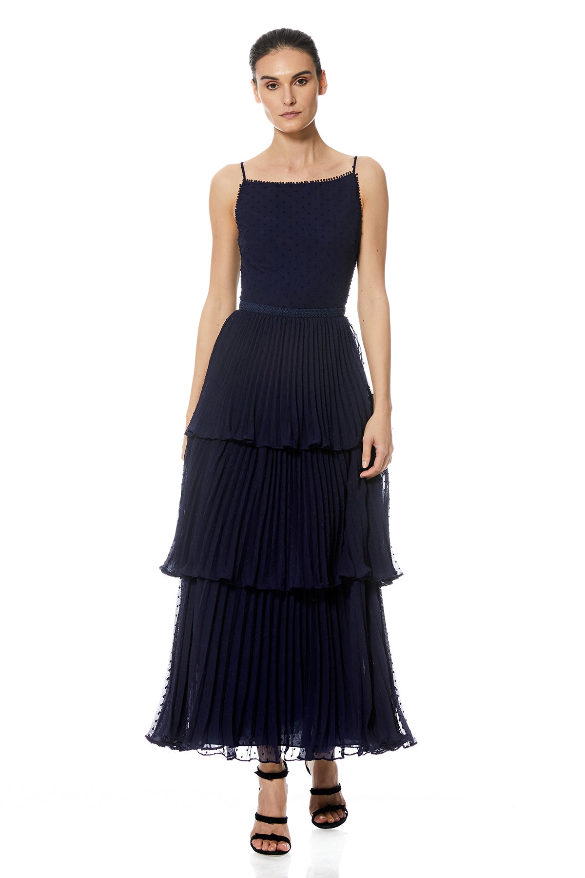Theia - Anais Apron Neck Midi Dress - Navy Theia - Anais Apron Neck Midi Dress - Navy