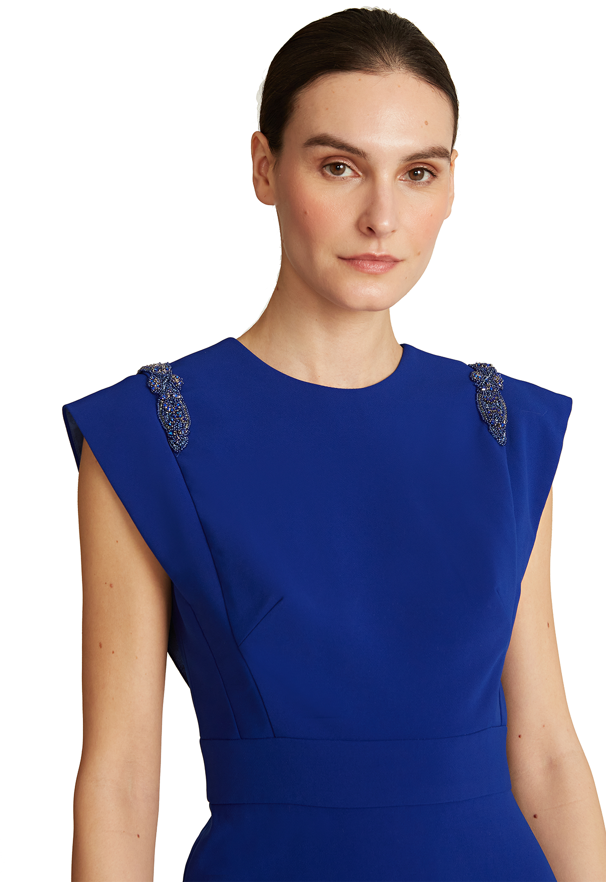 Flange Sleeve Crepe Gown