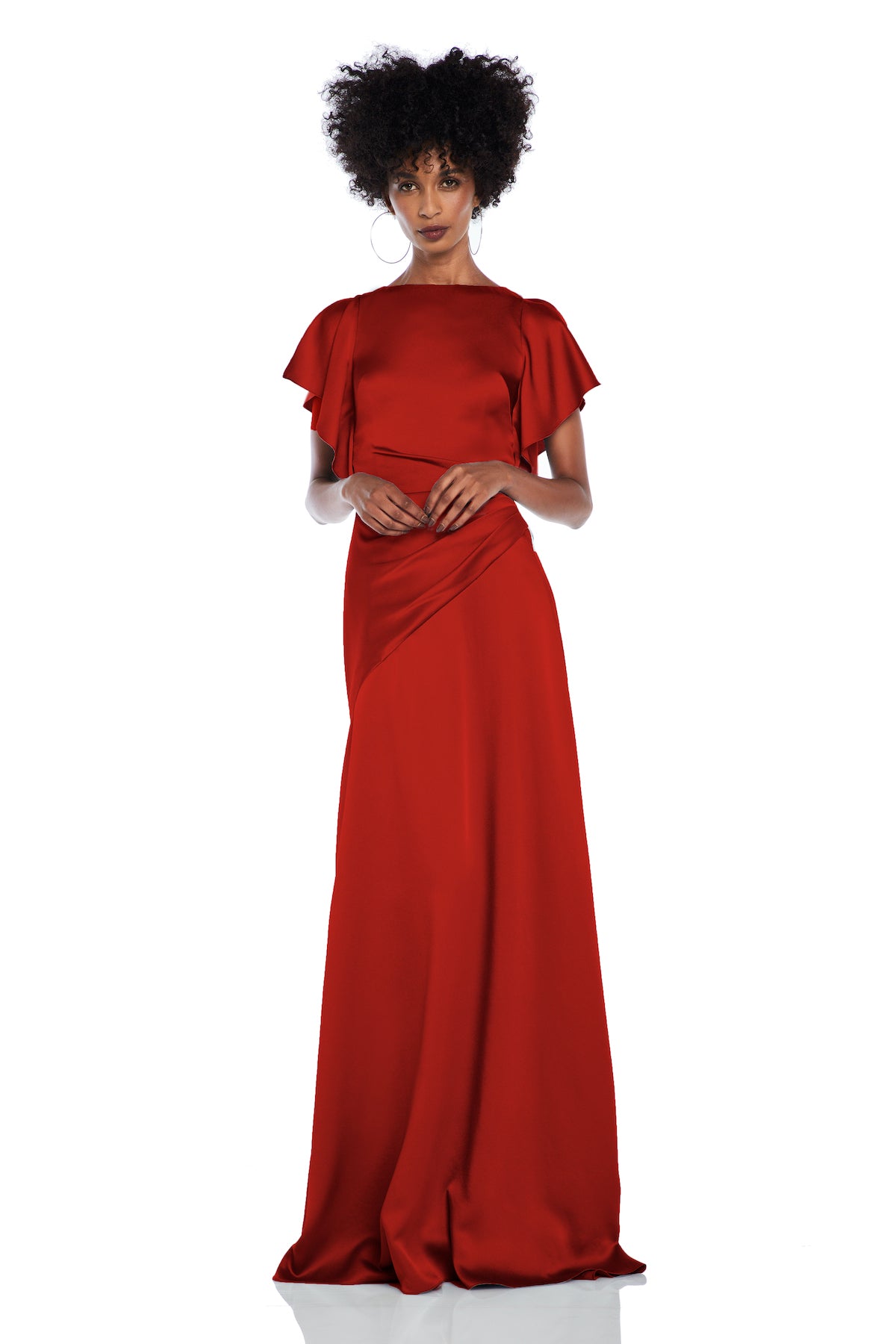 Asymmetrical Ruched Satin Gown THEIA Asymmetrical Ruched Satin Gown THEIA