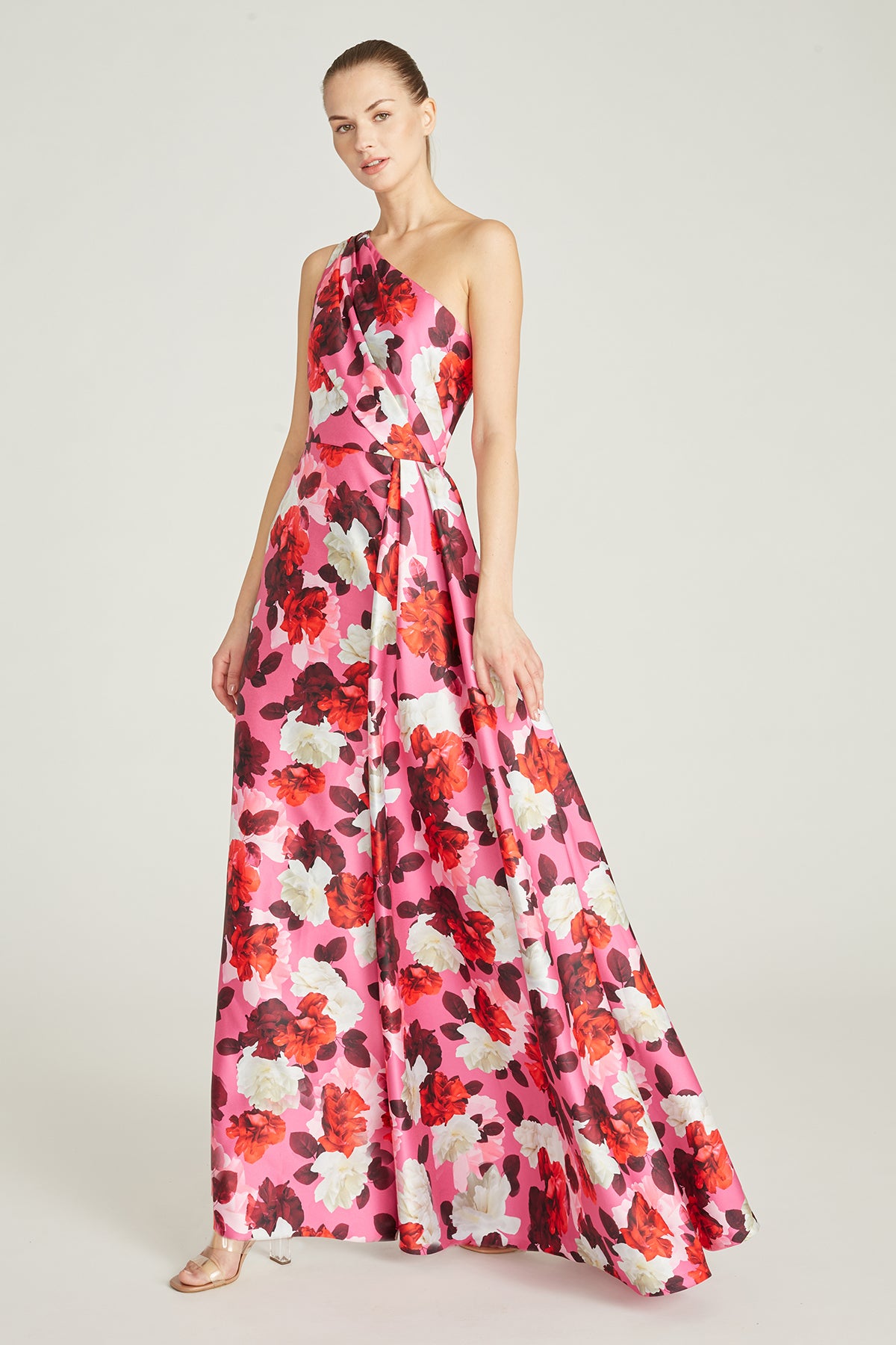 One Shoulder Side Drape Gown