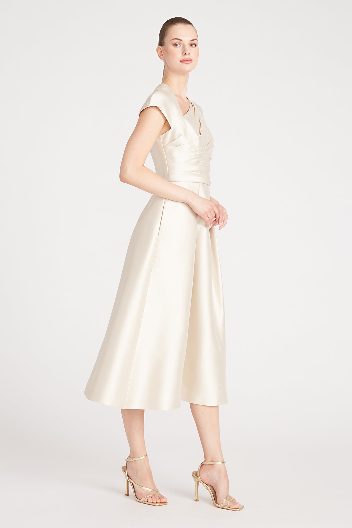 Cap Sleeve Tea Length Dress