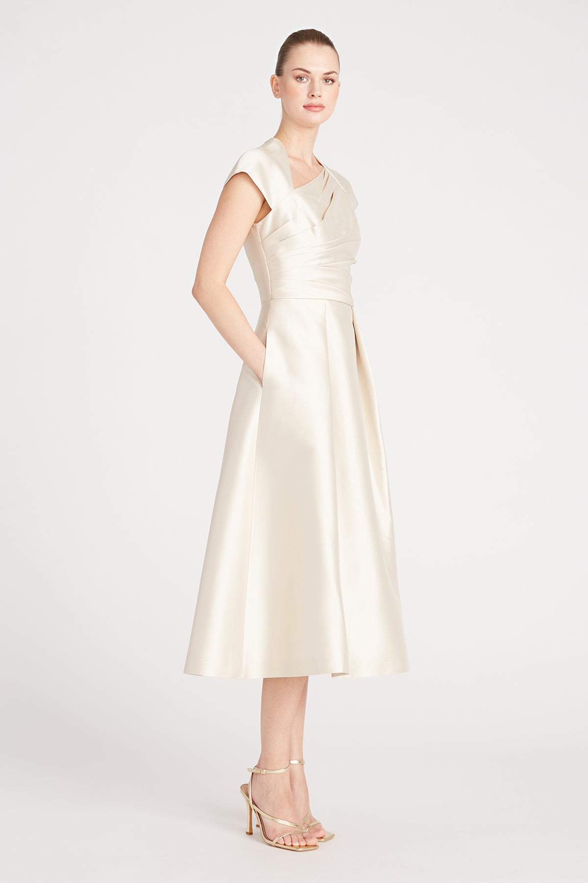 Cap Sleeve Tea Length Dress
