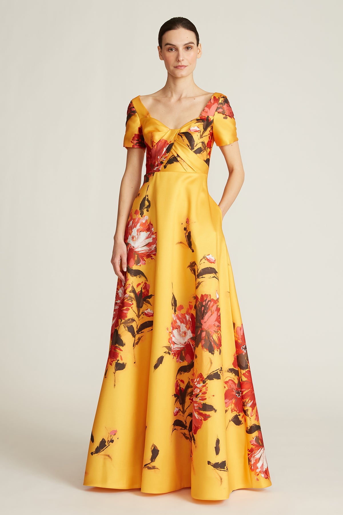 Peyton Printed Mikado Gown