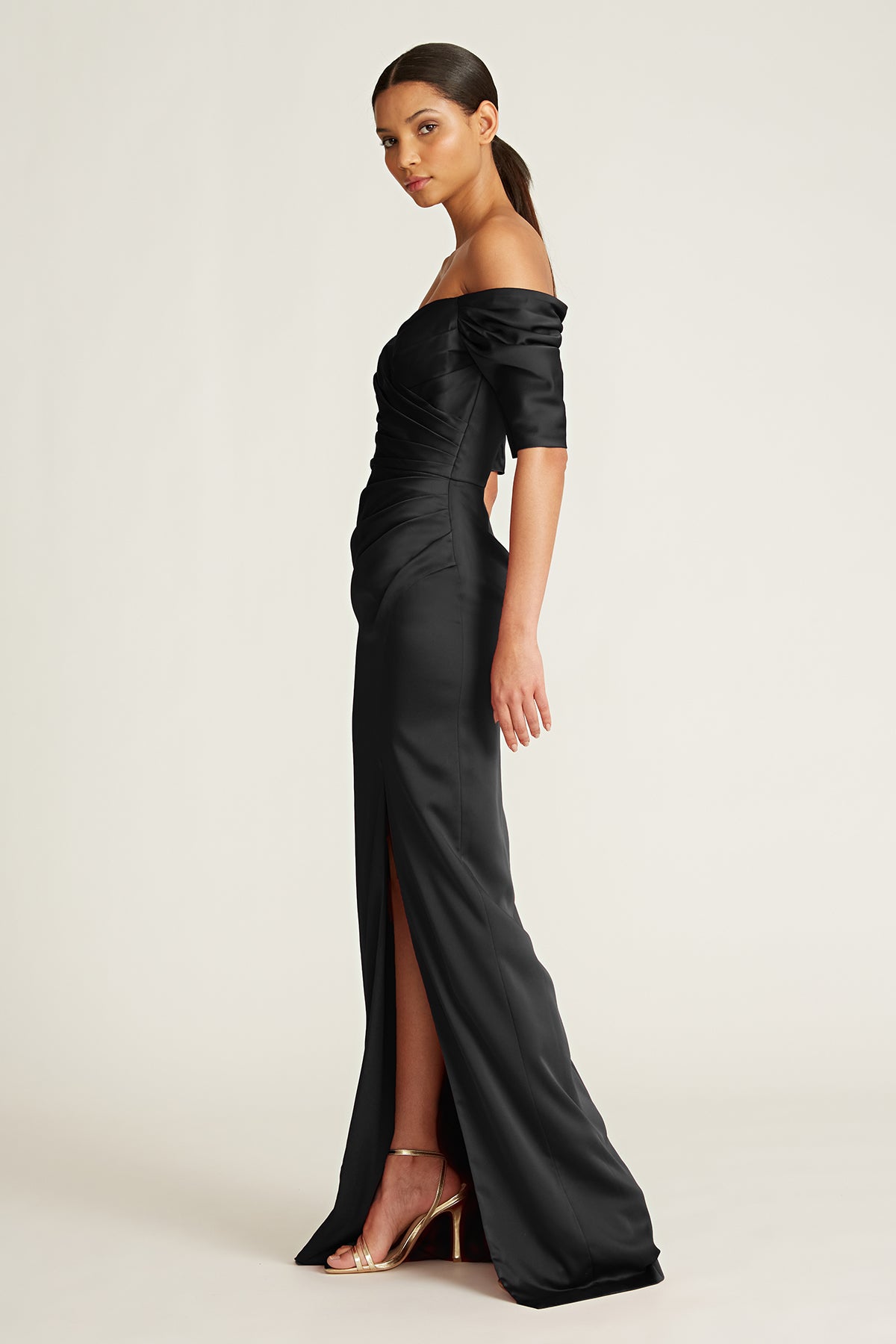 bhldn sienna off-the-shoulder satin maxi dress BHLDN Sienna Off-The-Shoulder High-Shine Satin Maxi Dress