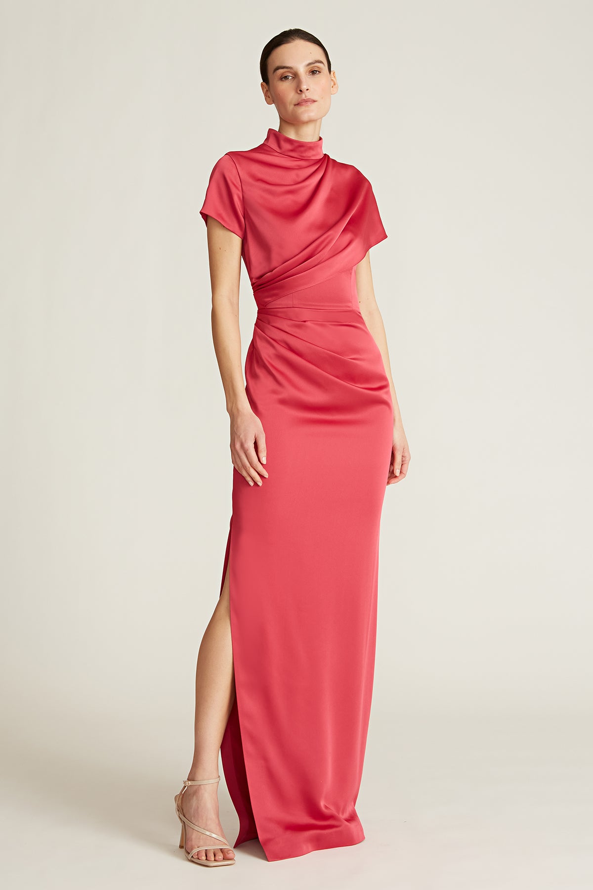 Kenzi Mock-Neck Draped Gown