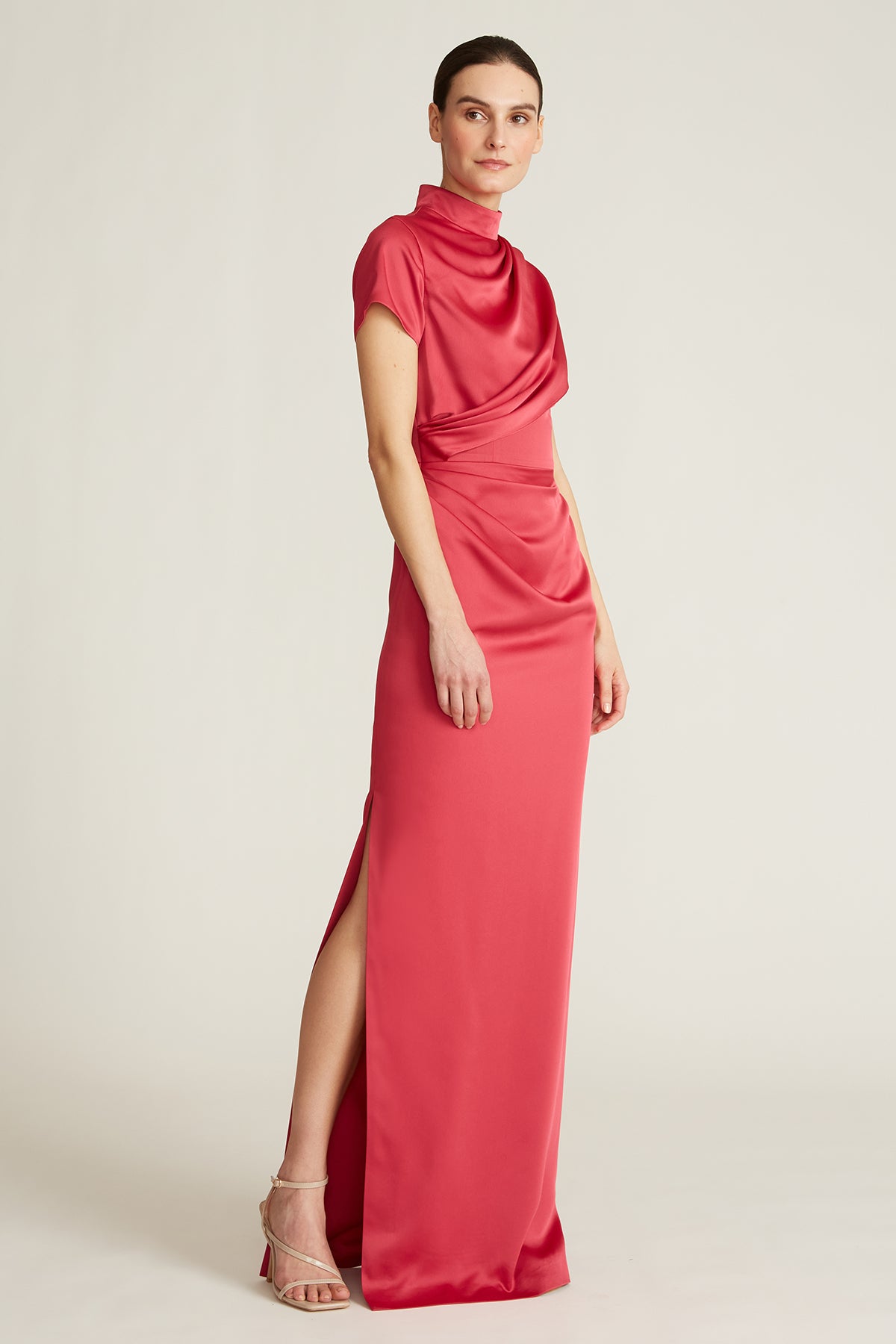 Kenzi Mock-Neck Draped Gown