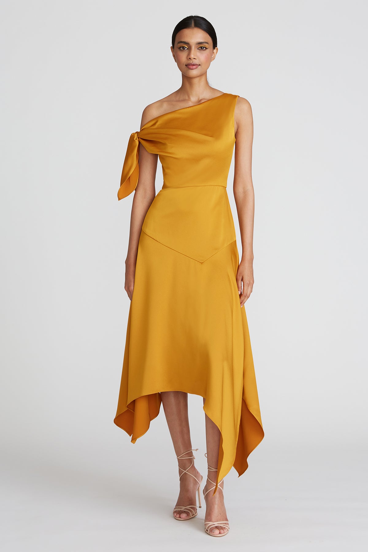 THEIA - Larissa Handkerchief Hem Dress in HONEY THEIA - Larissa Handkerchief Hem Dress in HONEY