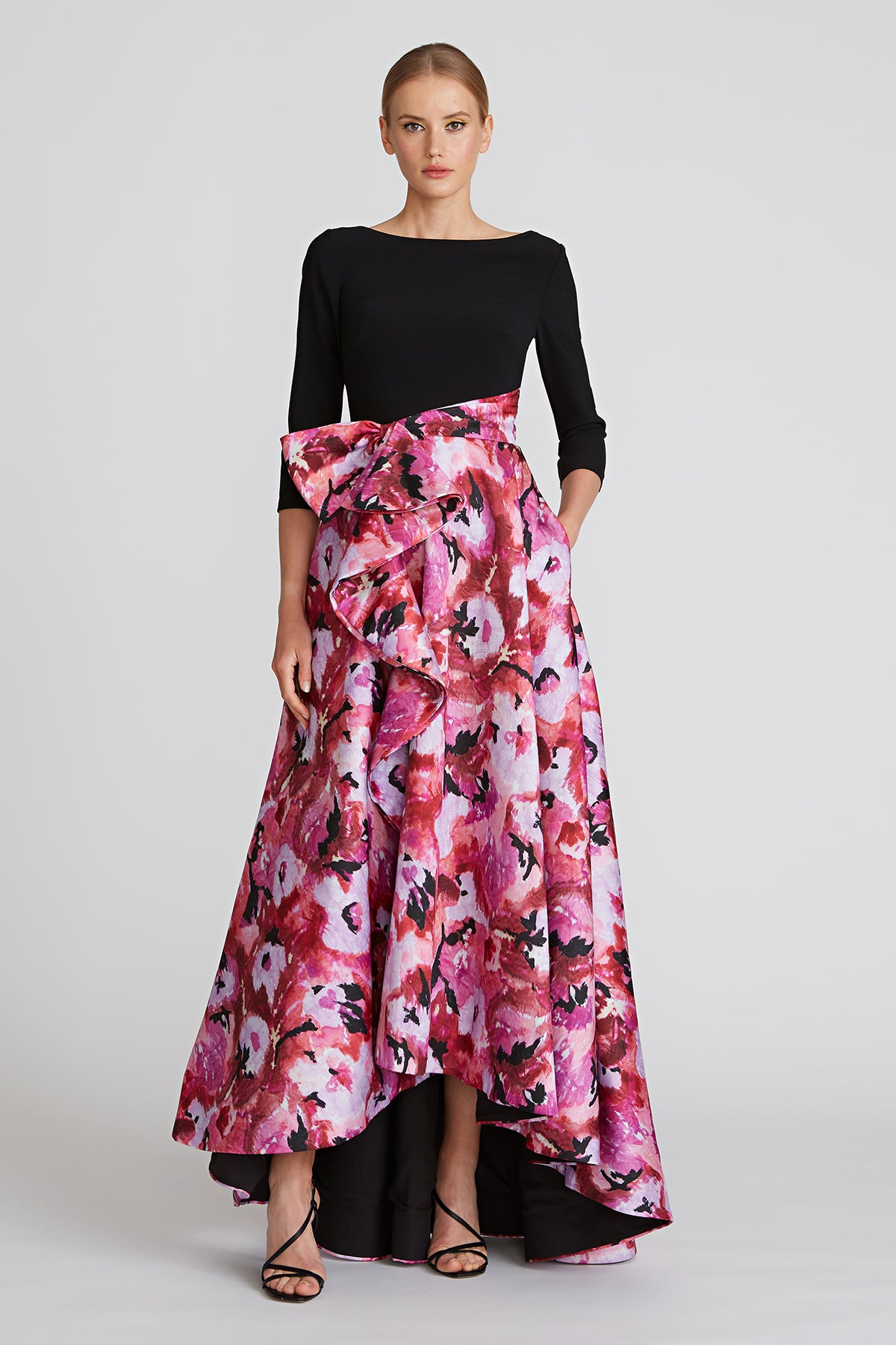 Viola High-Low Boatneck Gown