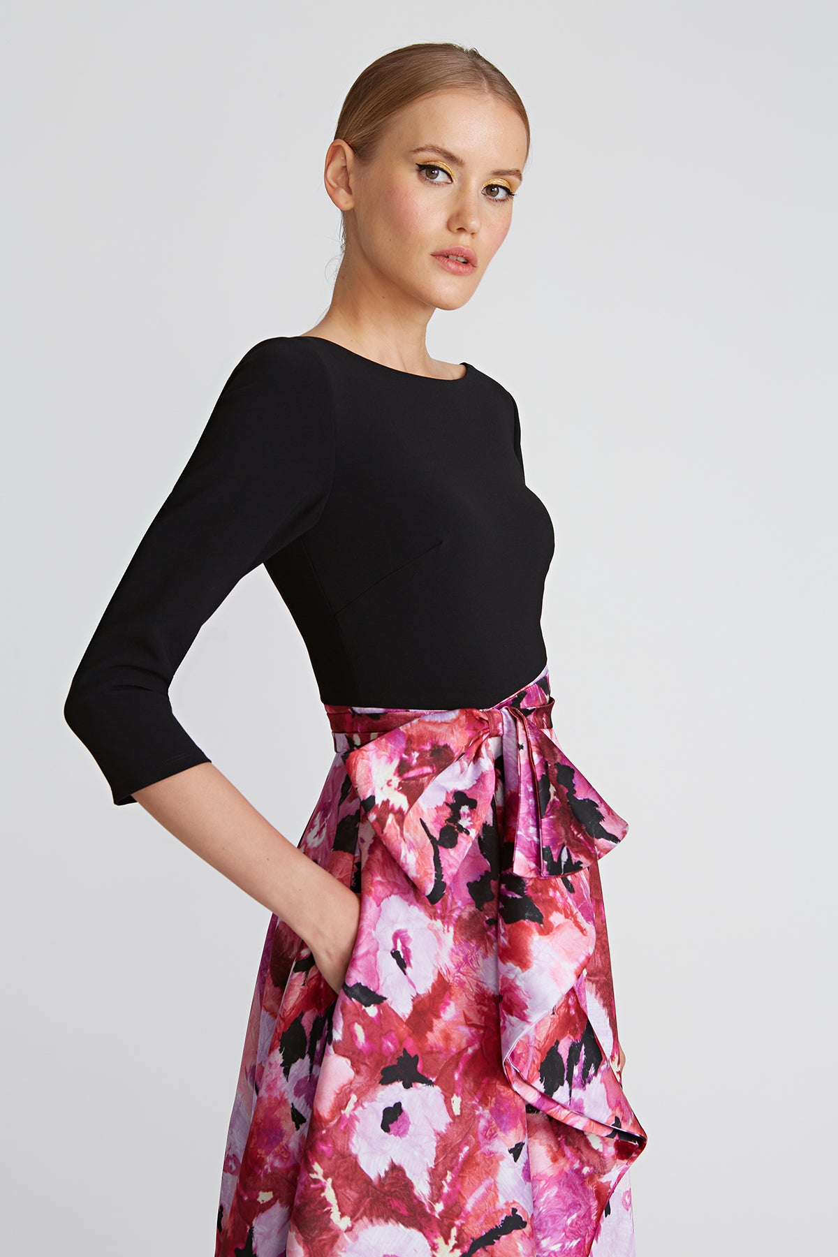 Viola High-Low Boatneck Gown