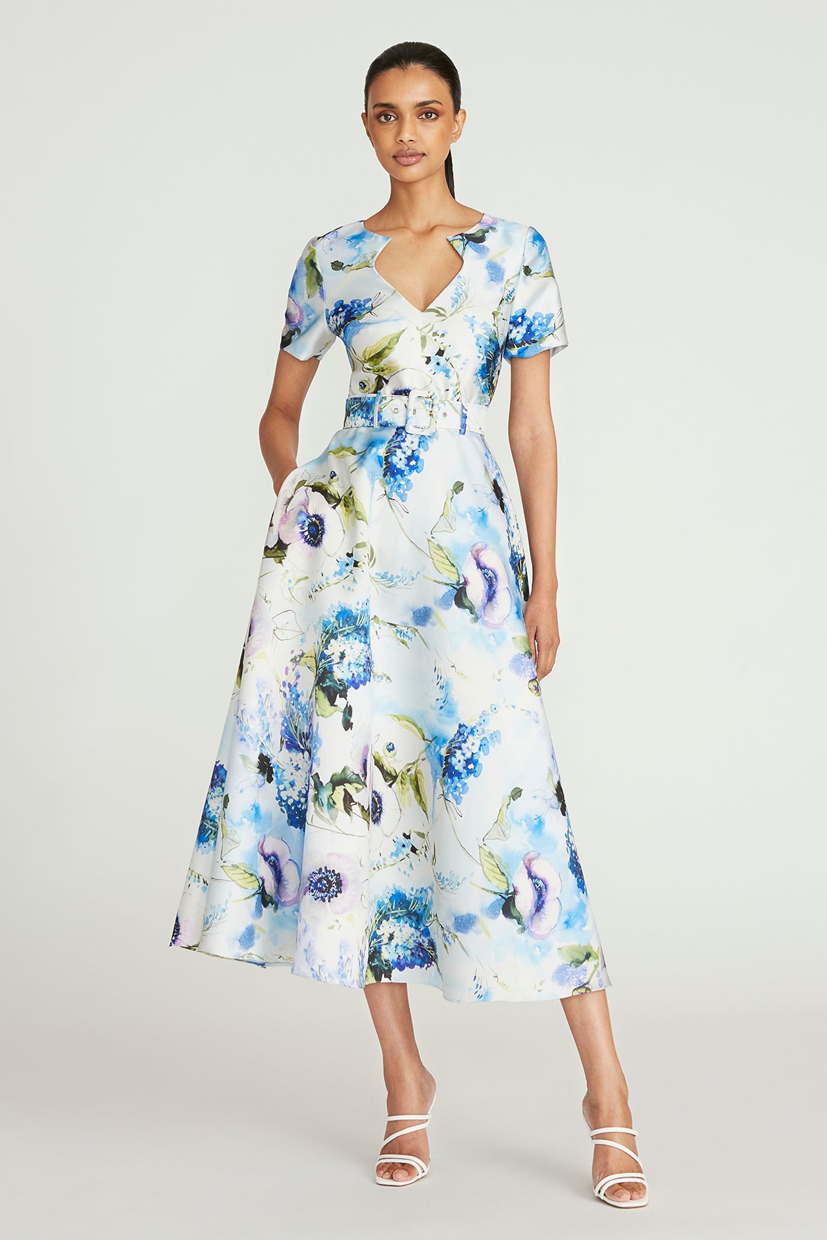 Sylvia Belted Tea Length Dress