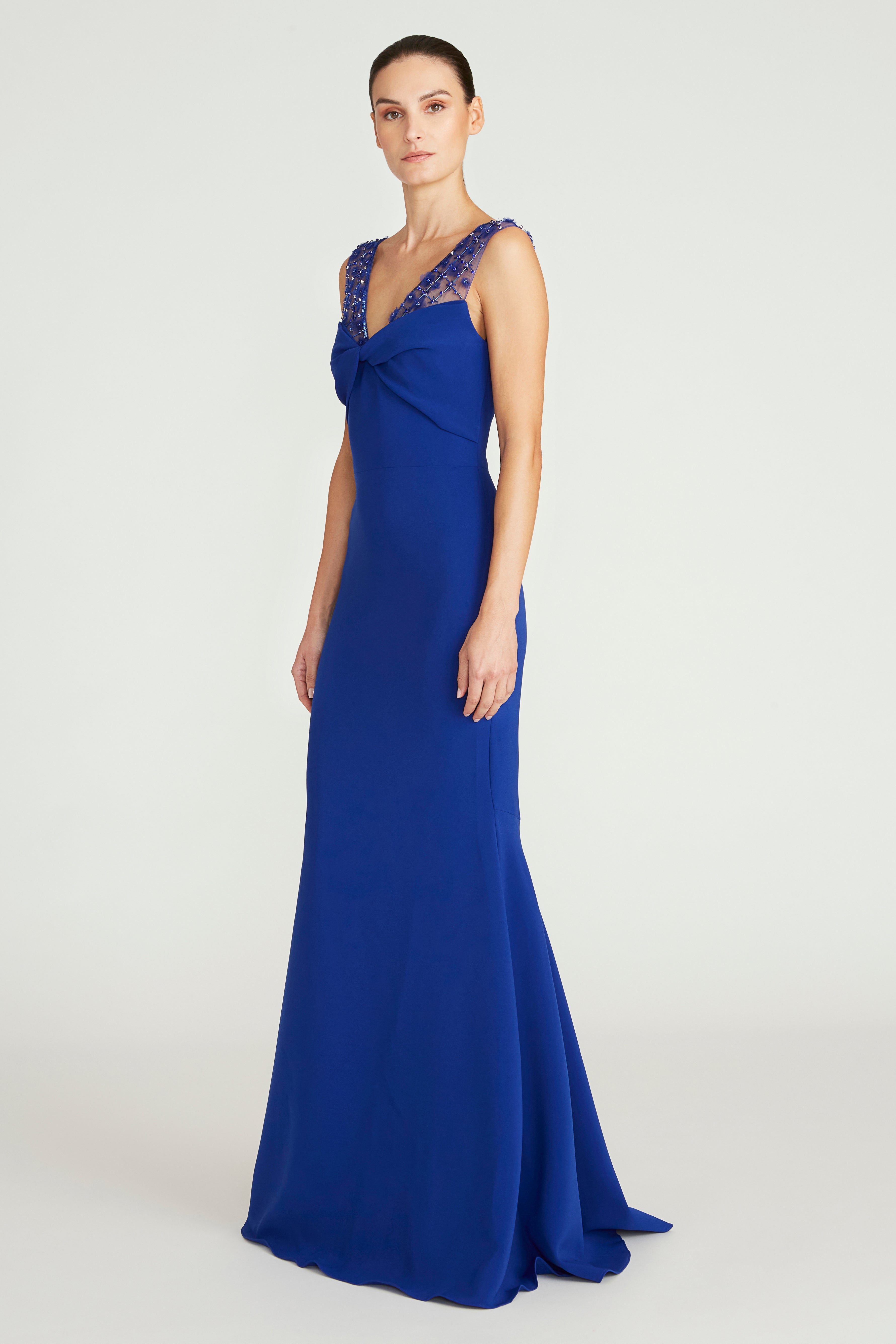 Alva Beaded Crepe Gown