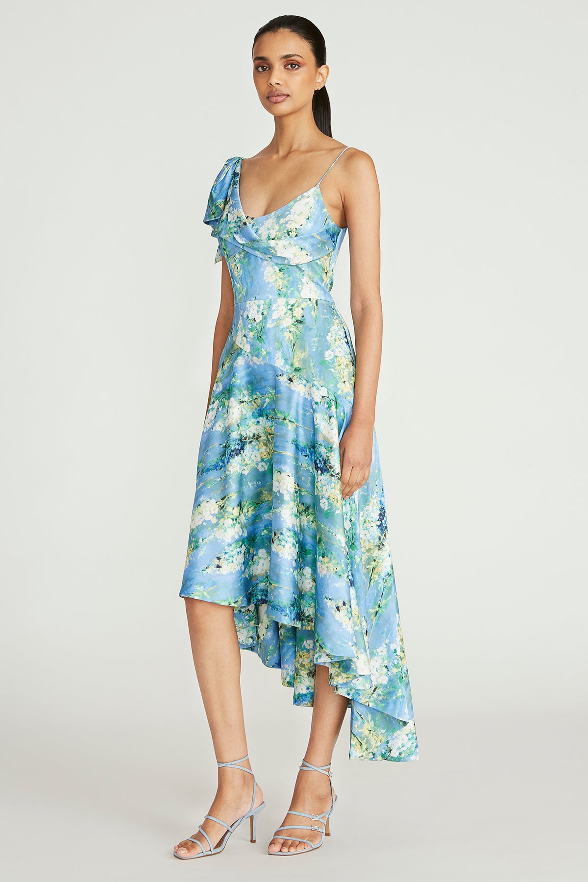 Adrian Cowl Drape Midi Dress