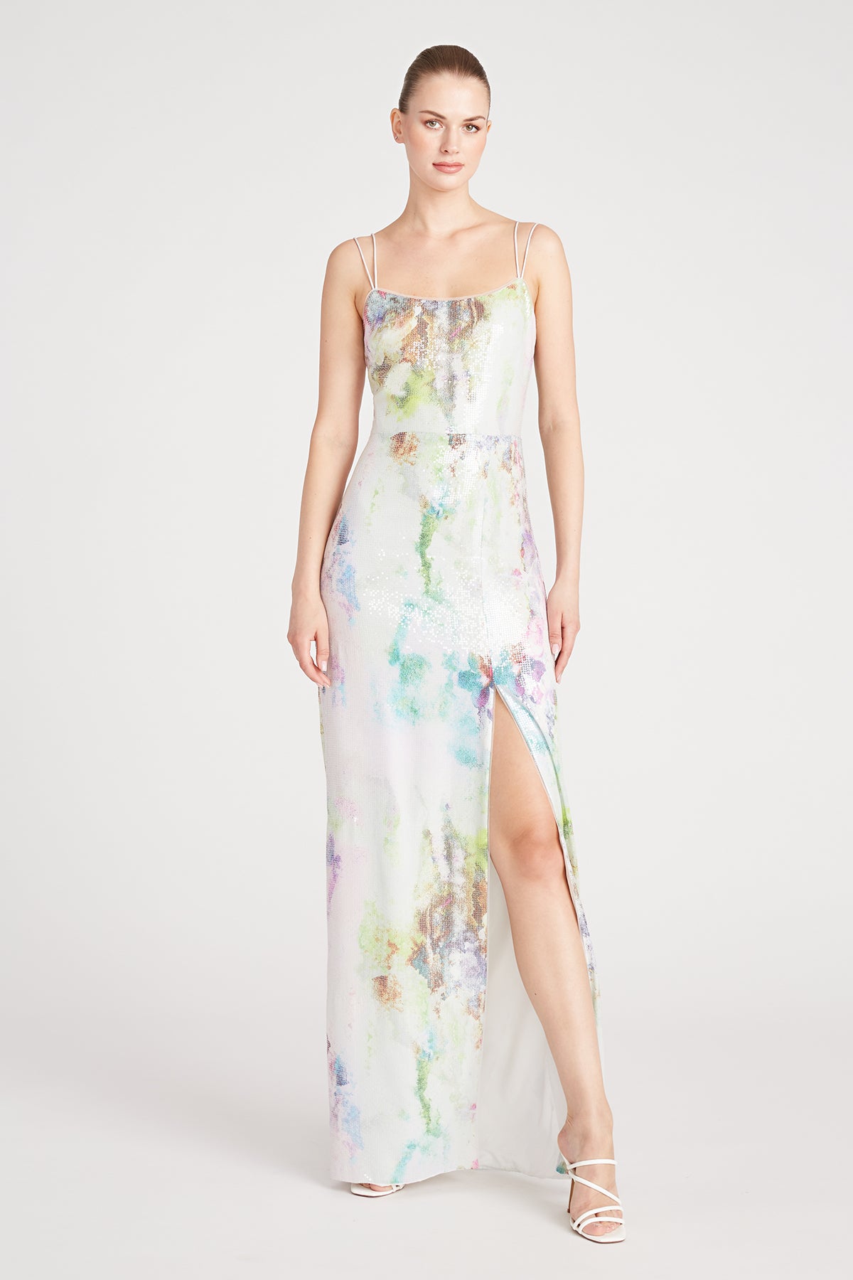 Evie Printed Sequin Gown