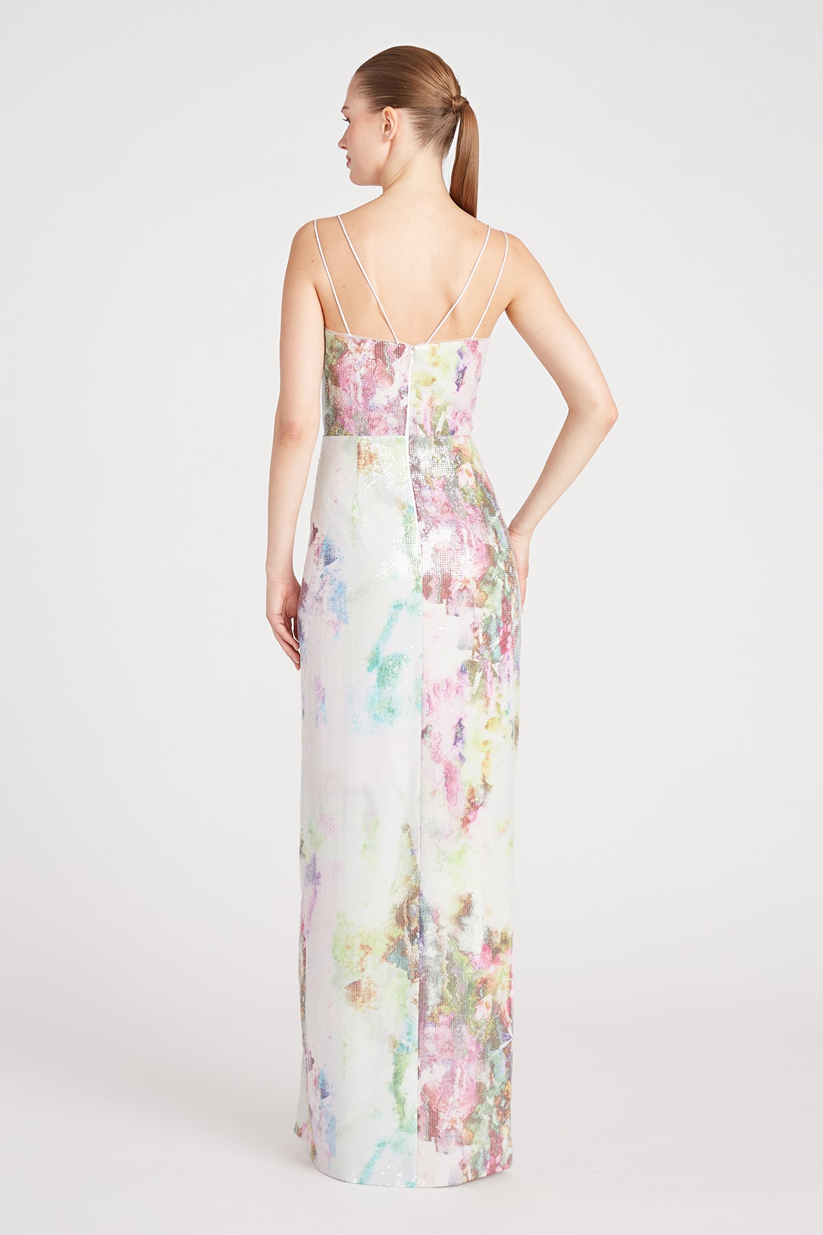 Evie Printed Sequin Gown