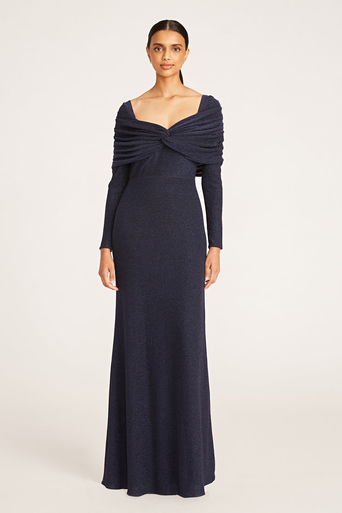 Edna Twist Shawl Column Gown THEIA Edna Twist Shawl Column Gown THEIA