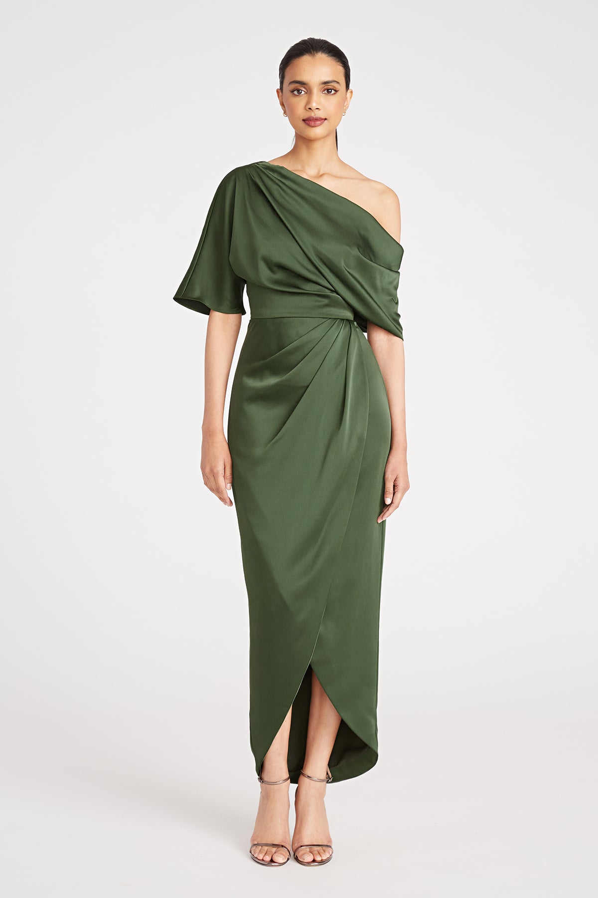 Theia Women's Rayna One-Shoulder Gown - Moss Green - Size 6 Theia Women's Rayna One-Shoulder Gown - Moss Green - Size 6