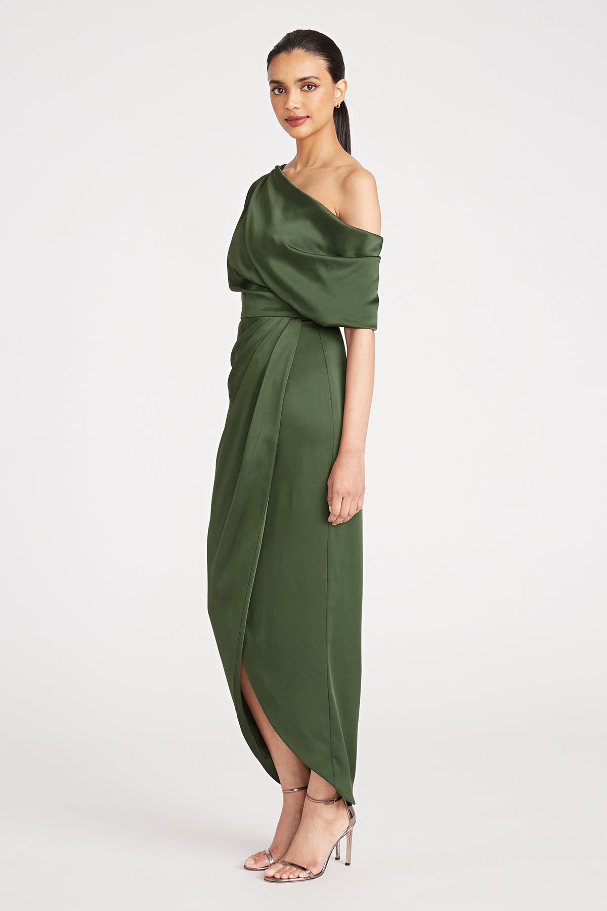 Theia Women's Rayna One-Shoulder Gown - Moss Green - Size 8 Theia Women's Rayna One-Shoulder Gown - Moss Green - Size 8