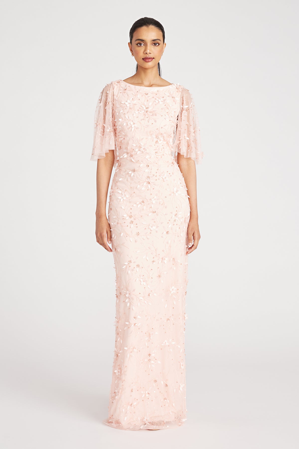 theia beaded petal dress Flutter Sleeve Petal Dress