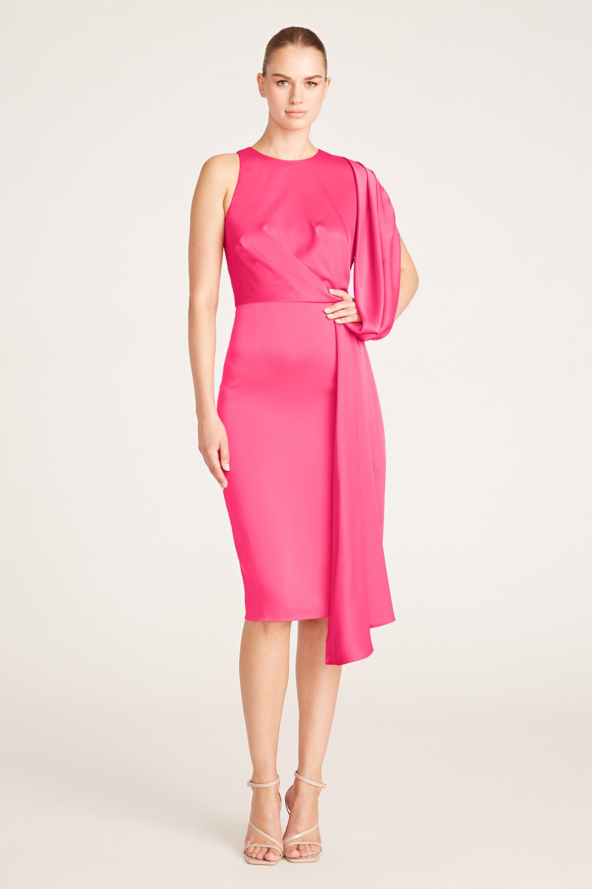 pink dress with drape Chiavari Waist Drape Maxi Dress Pink