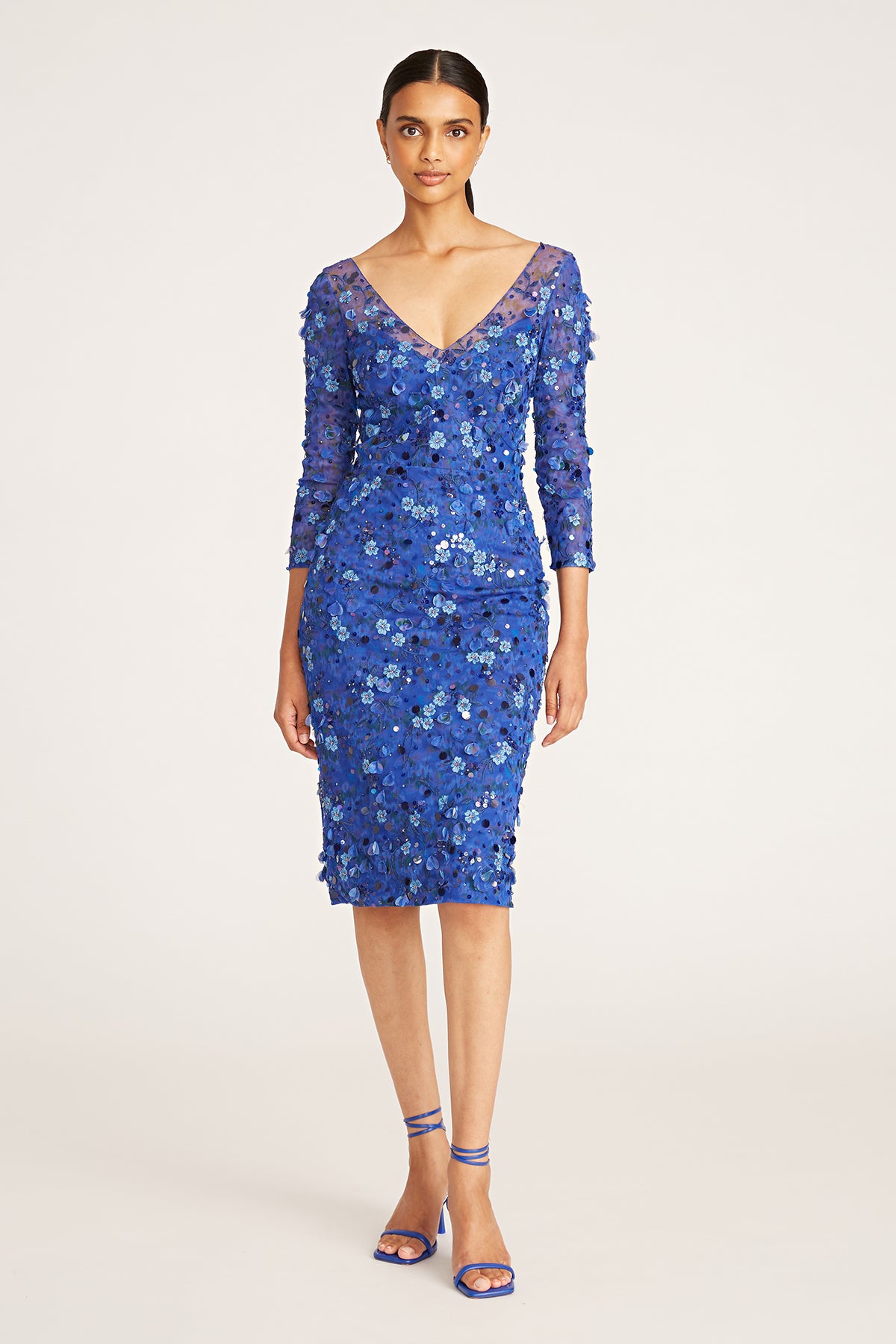 Elodie V Neck Beaded Dress THEIA Elodie V Neck Beaded Dress THEIA