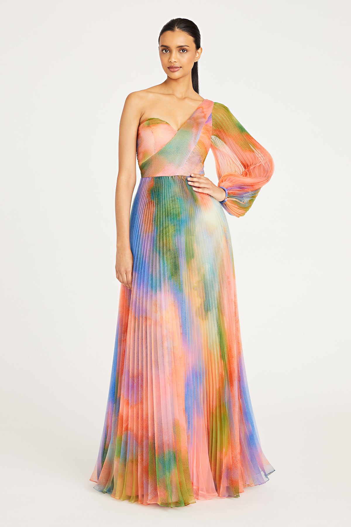 Elle One Shoulder Pleated Gown