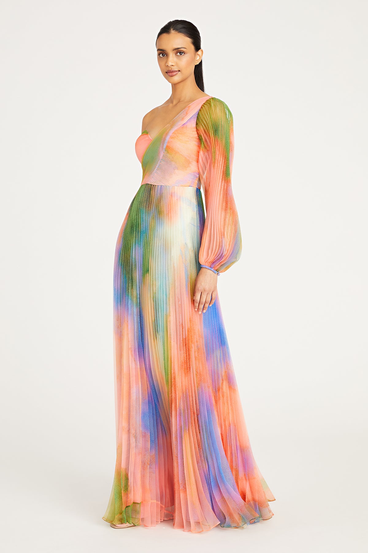 Elle One Shoulder Pleated Gown