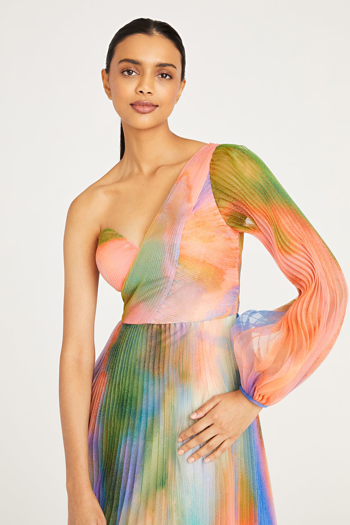 Elle One Shoulder Pleated Gown