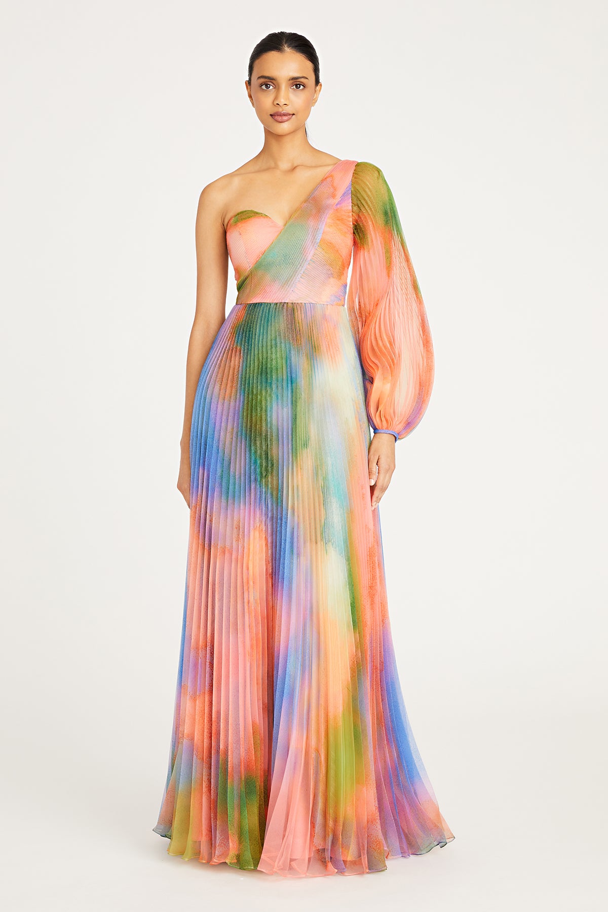 Elle One Shoulder Pleated Gown THEIA Elle One Shoulder Pleated Gown THEIA
