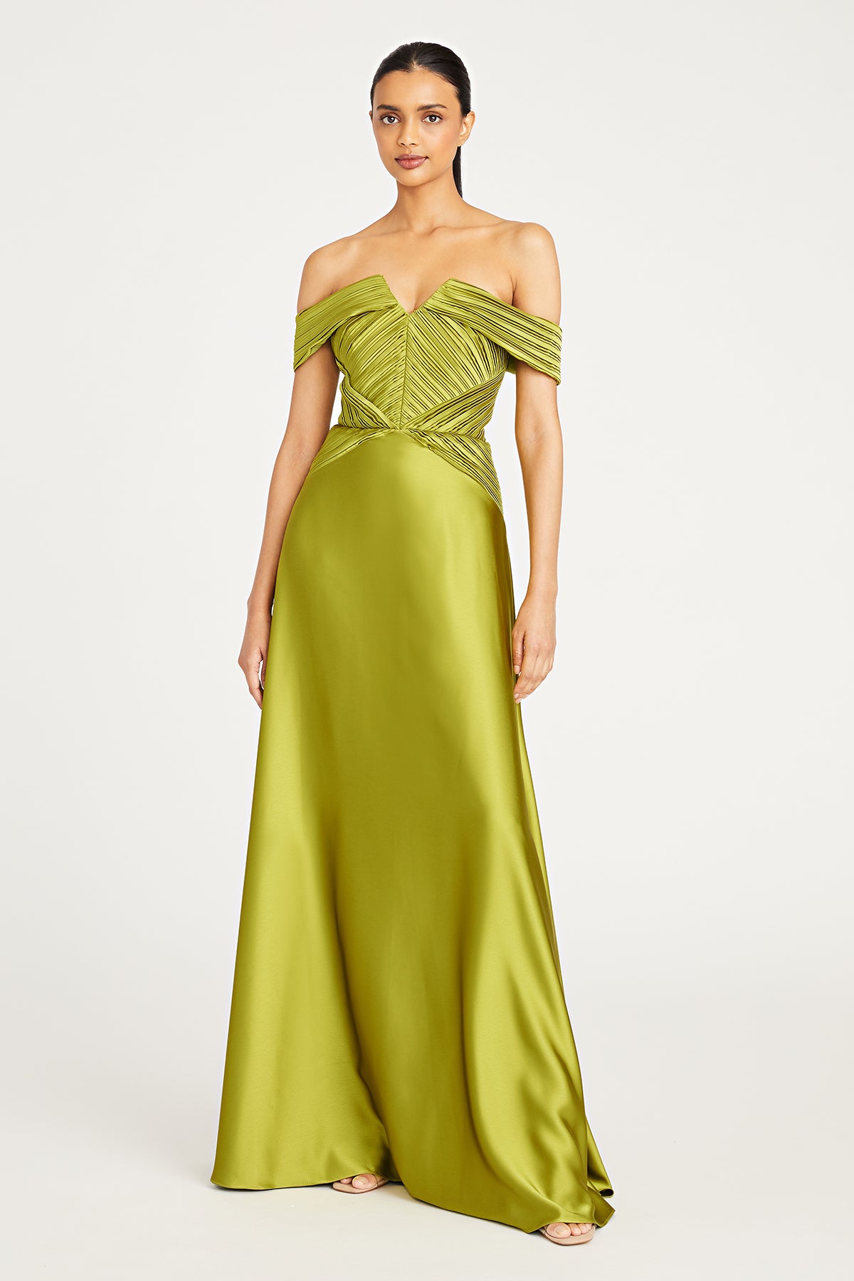 Venus Off Shoulder Draped Gown