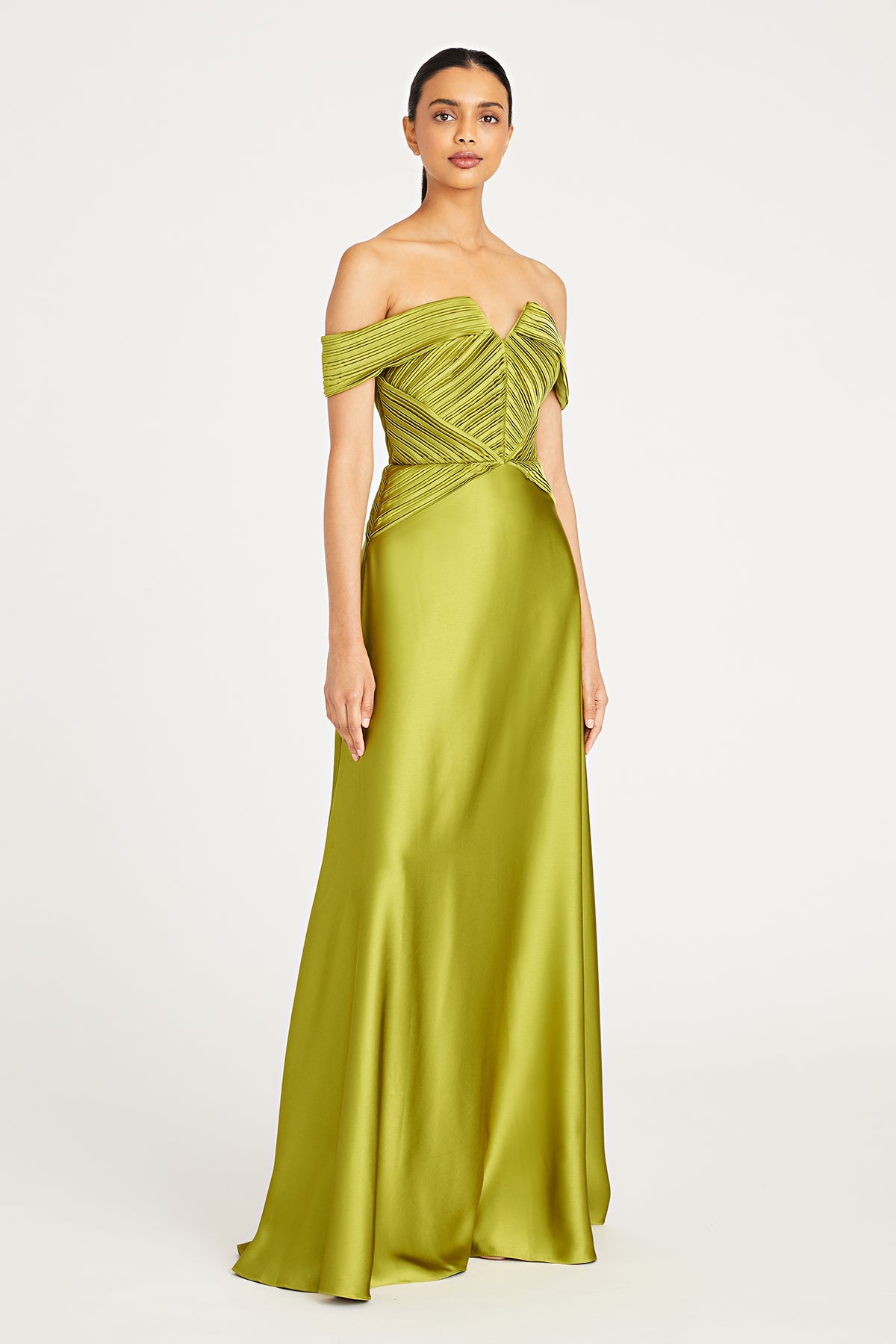 Venus Off Shoulder Draped Gown