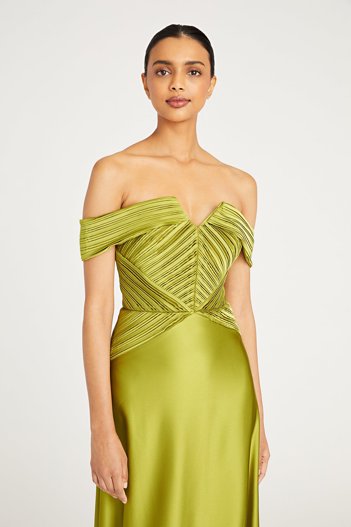 Venus Off Shoulder Draped Gown