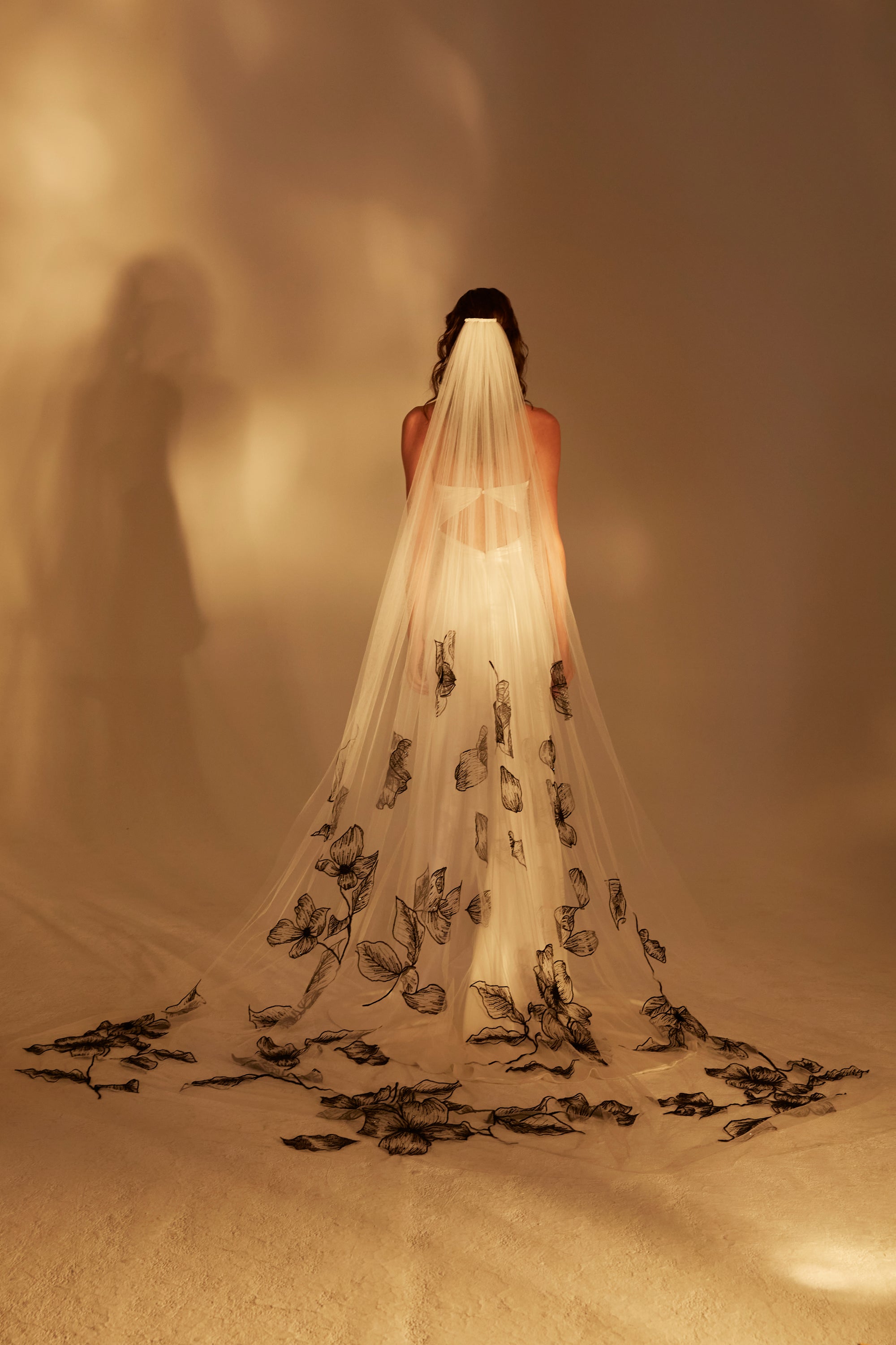 Shadow dogwood embroidered cathedral veil