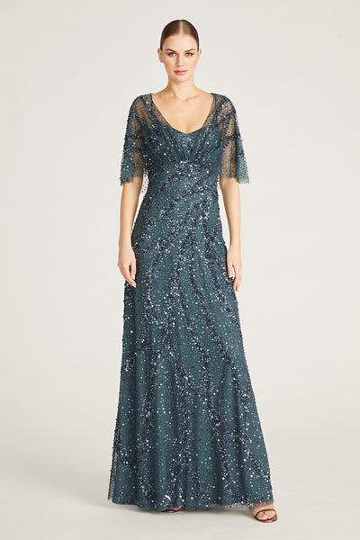 Lavinia Beaded Capelet Gown