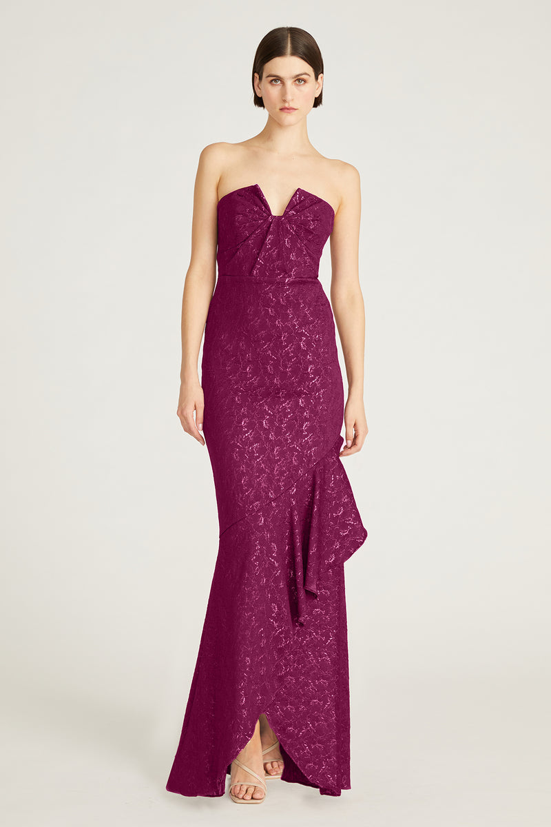 Aimee Strapless Jacquard Gown – THEIA