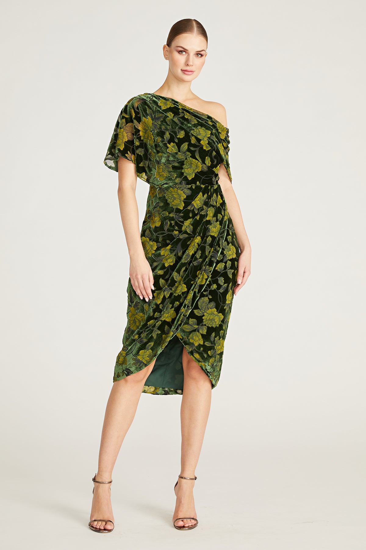 Maia One Shoulder Velvet Dress - 0 / Olivine Maia One Shoulder Velvet Dress - 0 / Olivine