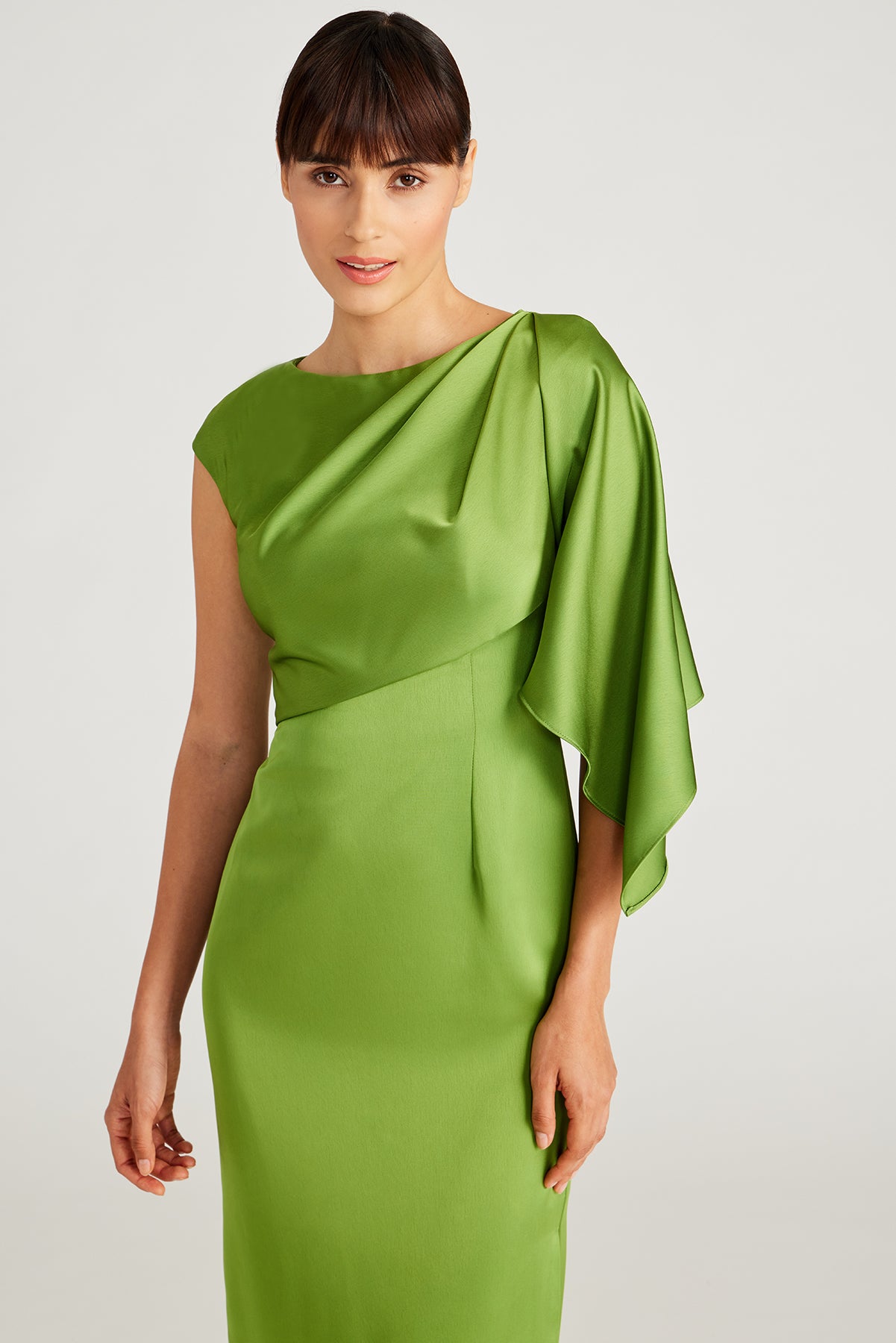 Tilly Satin Draped Column Gown THEIA Tilly Satin Draped Column Gown THEIA