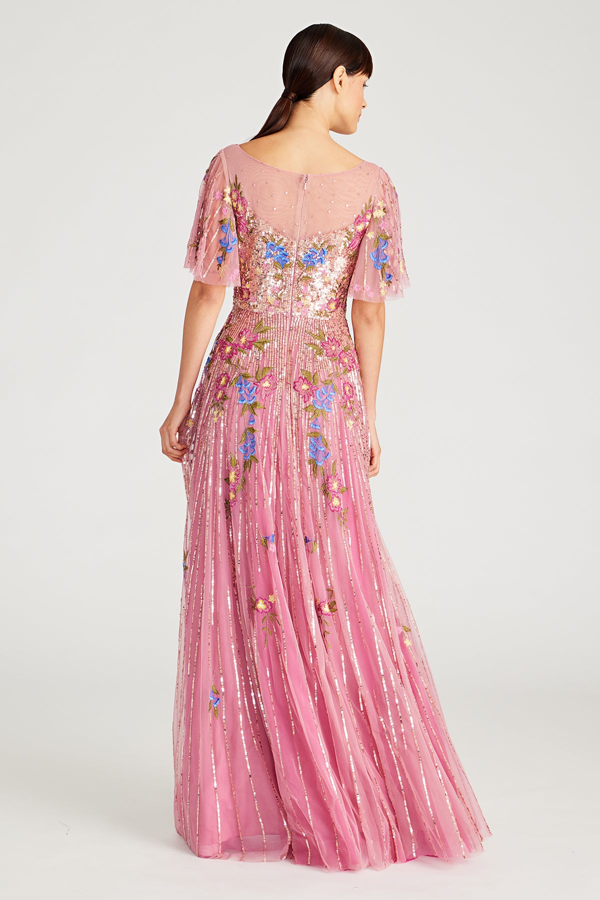 Maxine Bateau Neck Beaded Gown