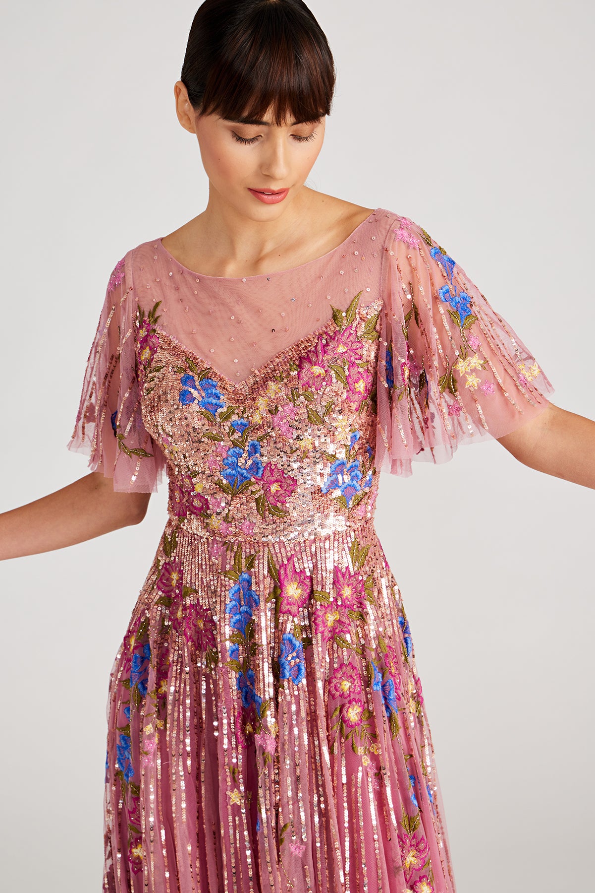 Maxine Bateau Neck Beaded Gown – THEIA