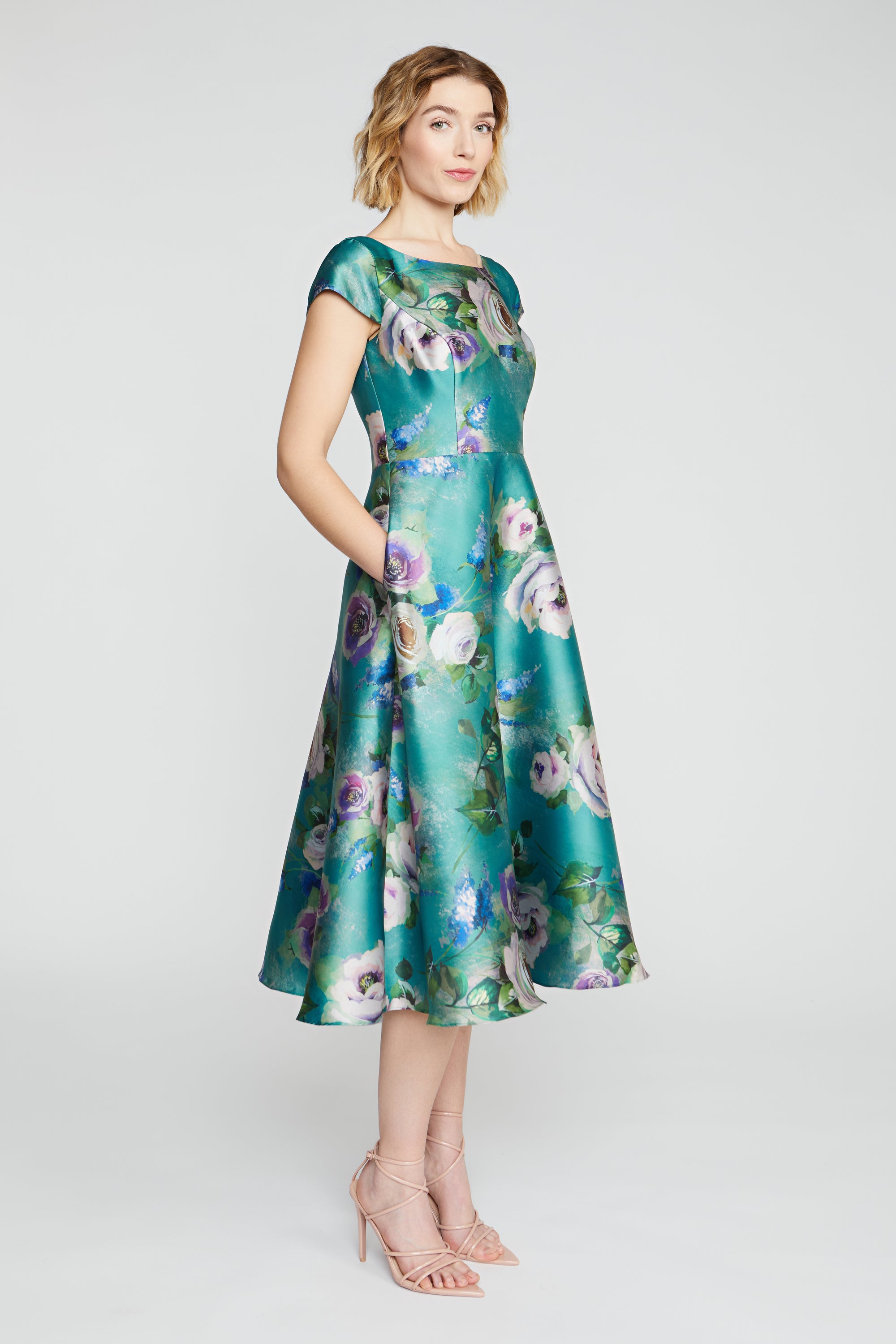 Paula Mikado Tea Length Dress – THEIA