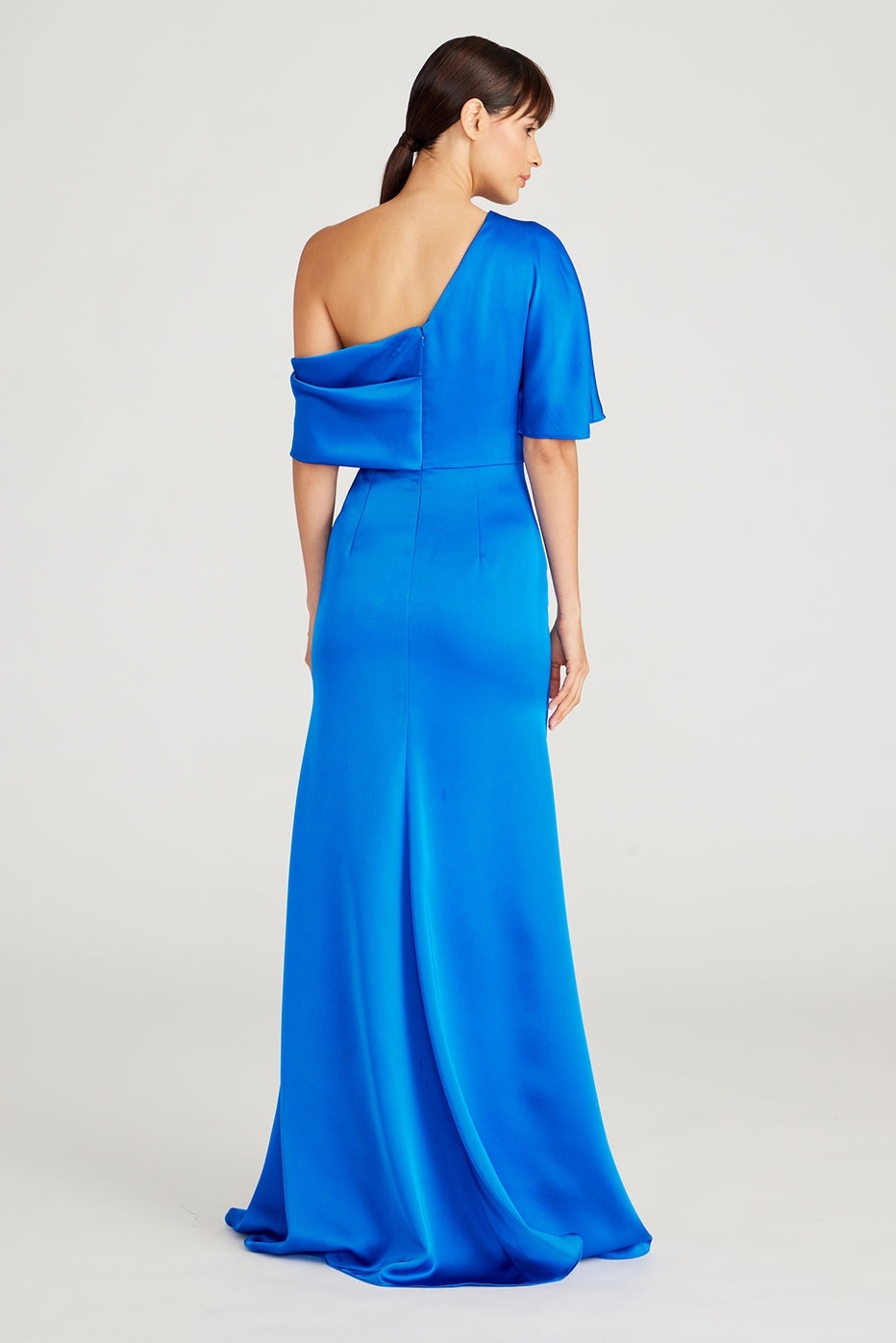 Tasha - Shades of Blue Tie Dye One Shoulder Draped Gown With Hand-Embroidered Stap main image 1