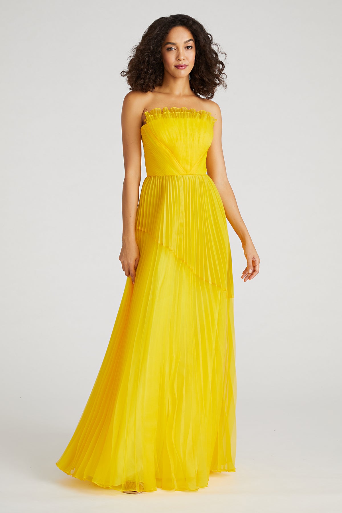 Enver Pleated Strapless Gown