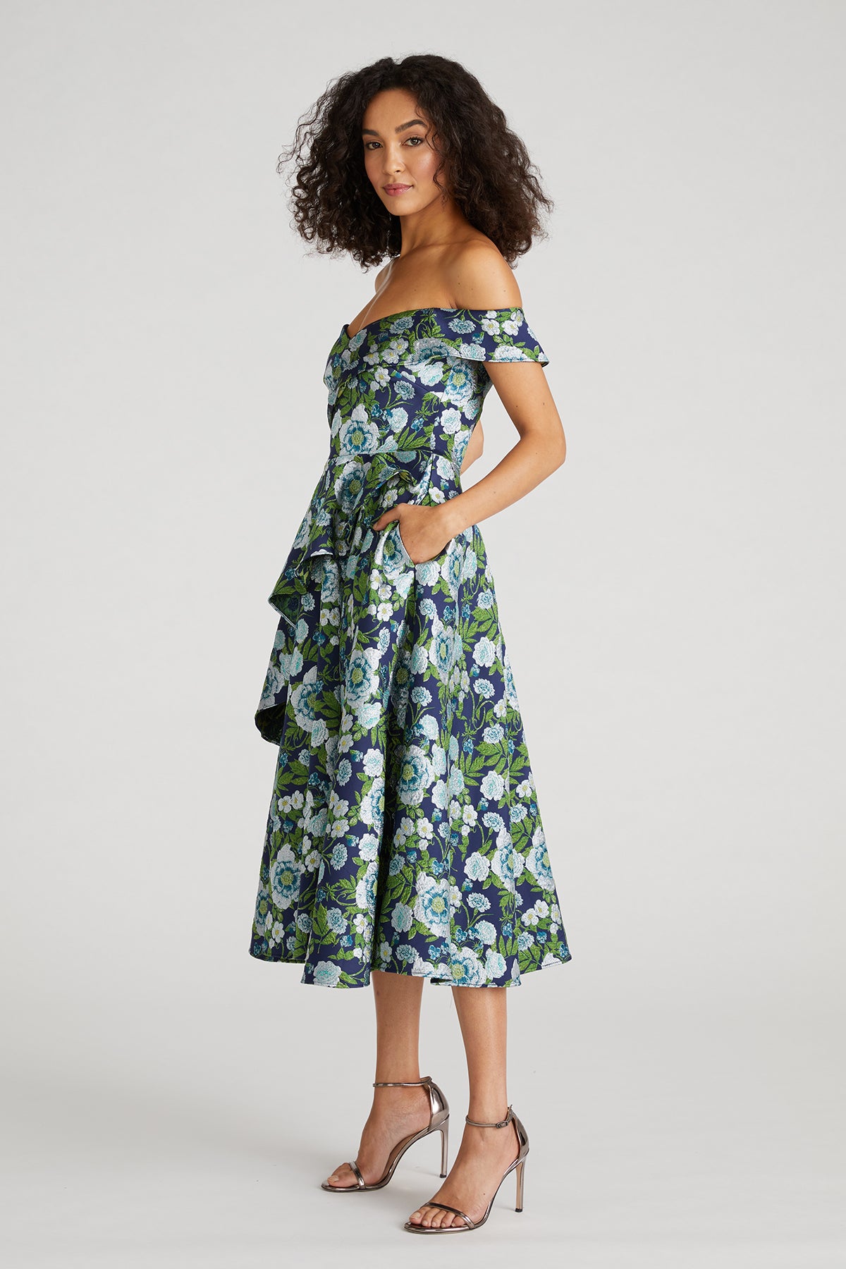 Theia Tatum Peplum A-Line Midi Dress Theia Tatum Peplum A-Line Midi Dress