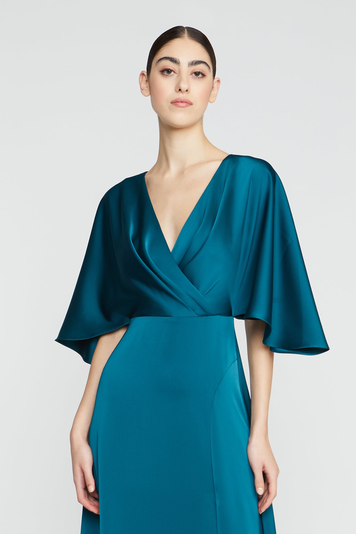 theia kimono-sleeve satin dress Shea Kimono Sleeve Gown