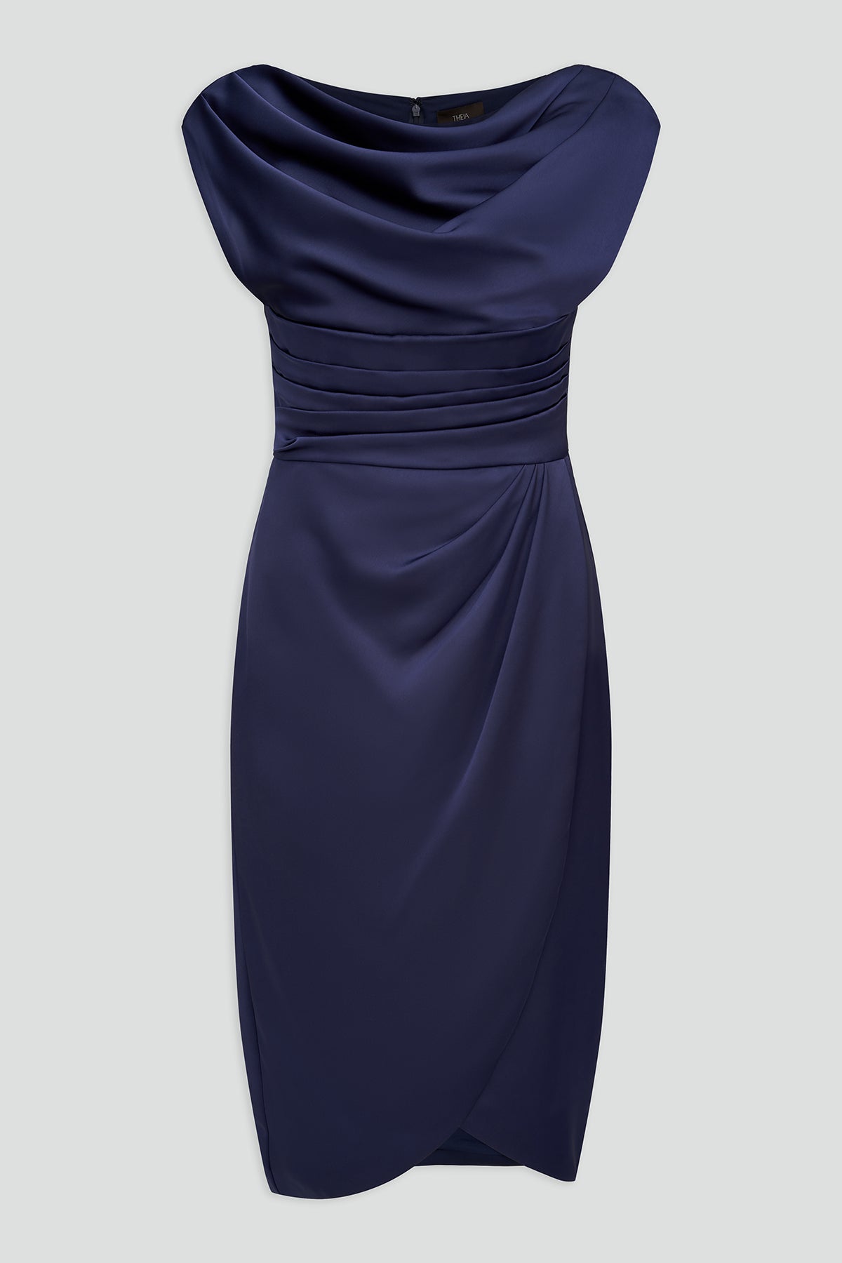 Navy satin cocktail dress best sale