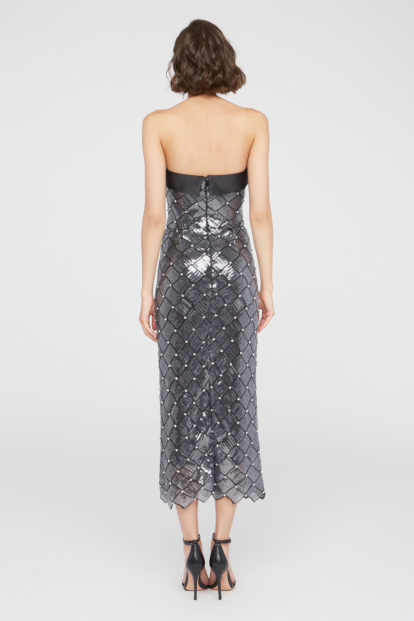 theia metallic dress Jewel Strapless Sequin Dress THEIA