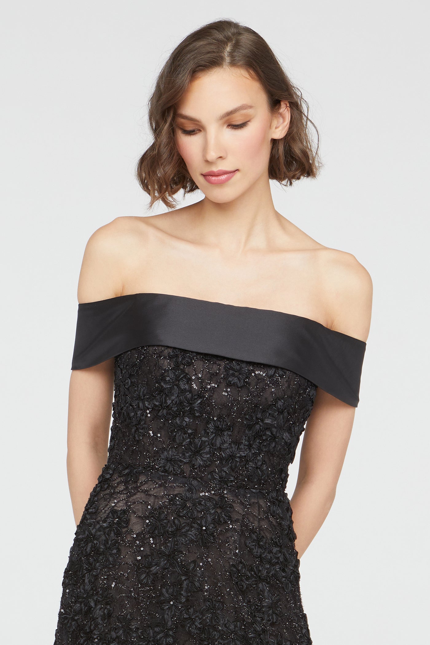 Roxy Off Shoulder A Line Dress THEIA Roxy Off Shoulder A Line Dress THEIA