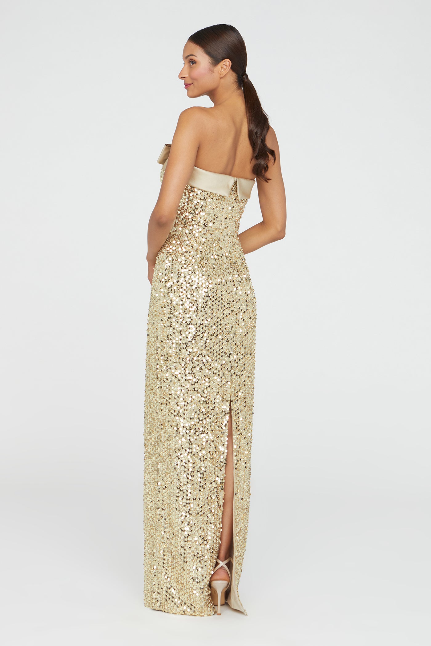 theia gold sequin dress Theia dark gold crunchy sequin gown 2